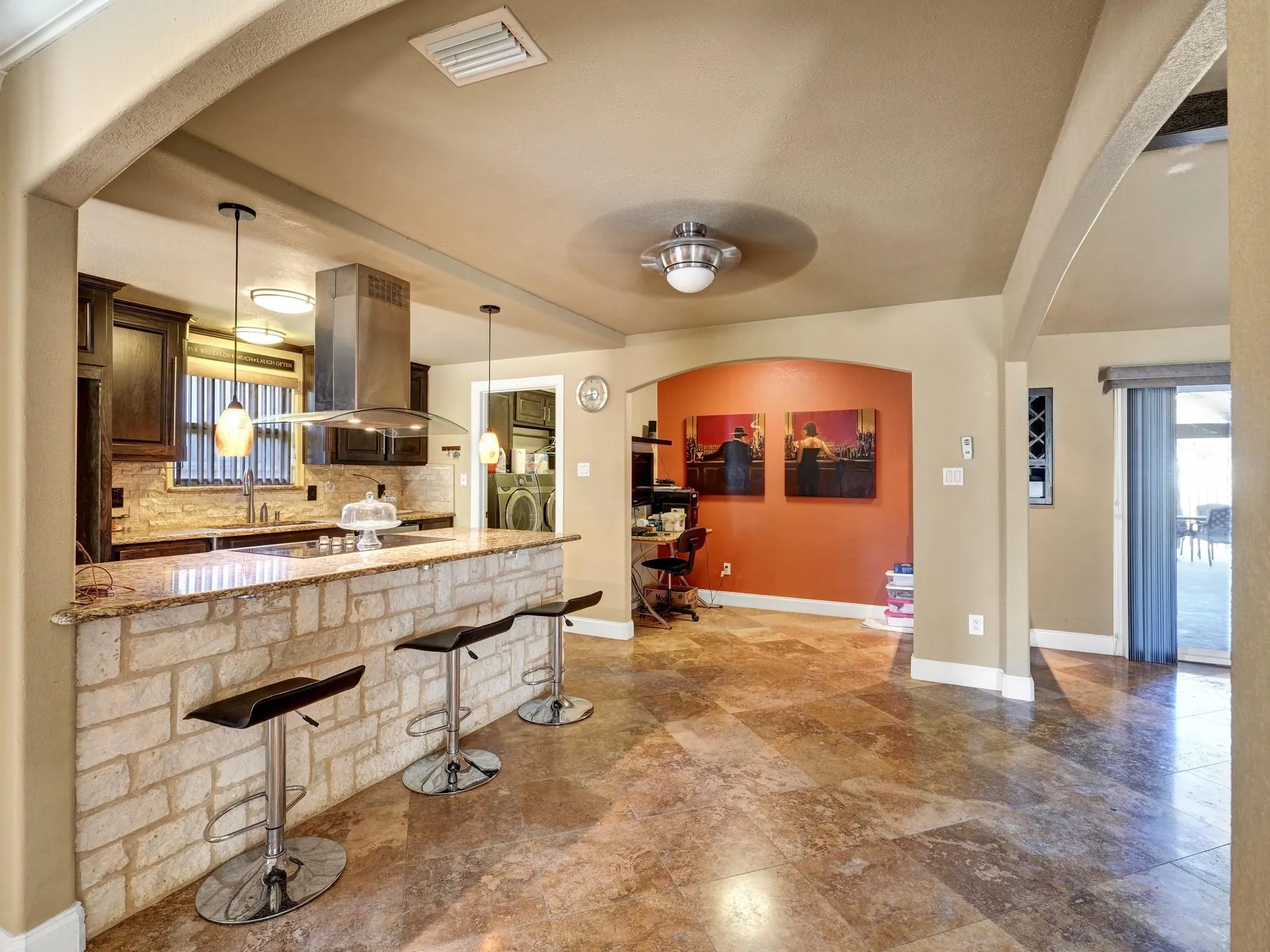 Countertop seating, and there is room for a breakfast or bistro table as well.