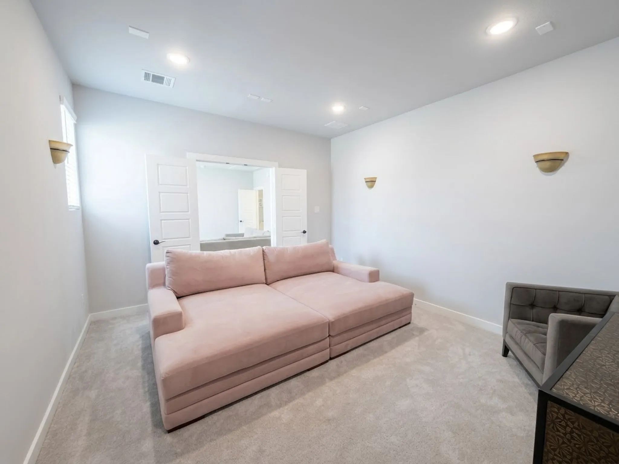 Upstairs theatre room or office or additional bedroom
