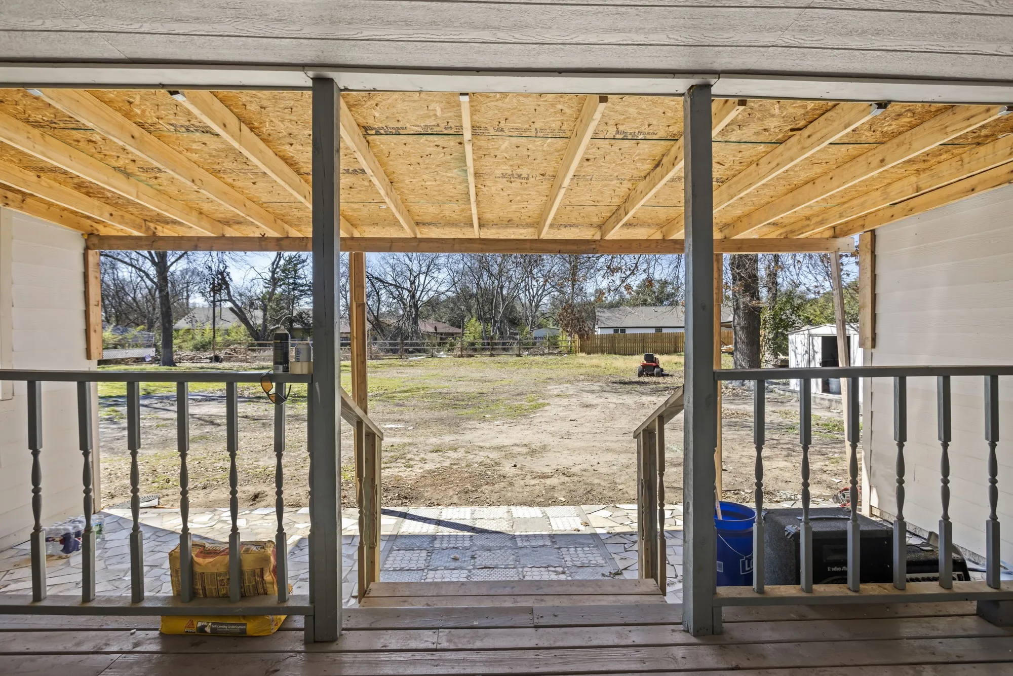 Wooden terrace with a storage unit