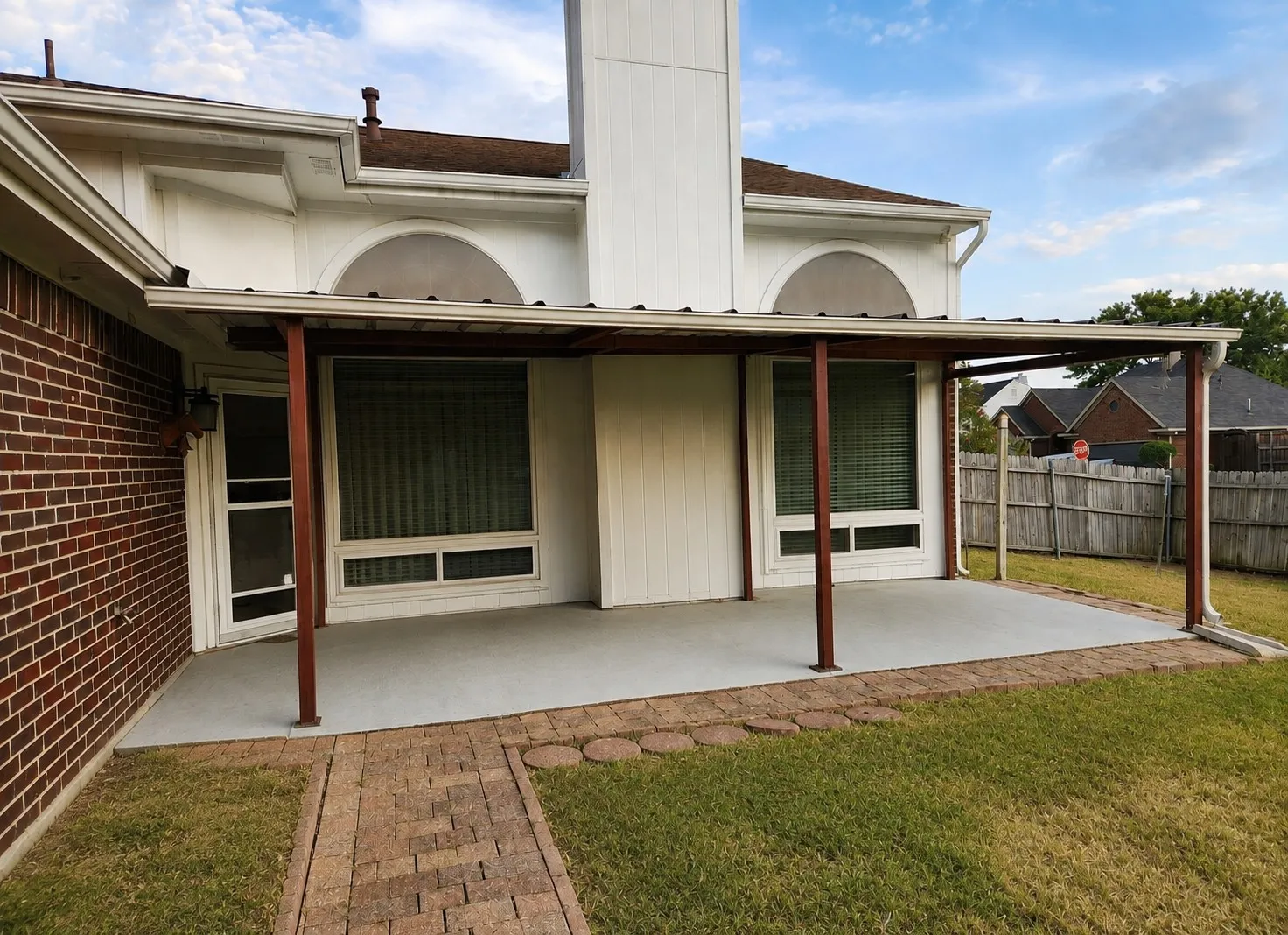 Backyard with covered patio