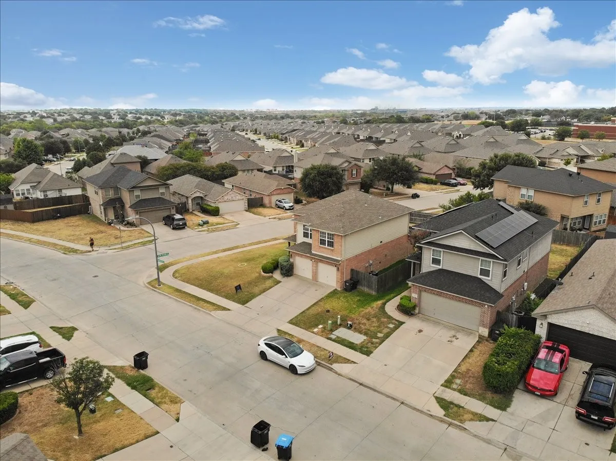 Residential area with established landscaping and clear roadways