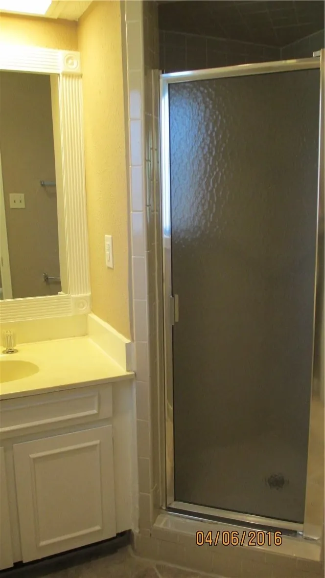 Master bath with shower also has window
