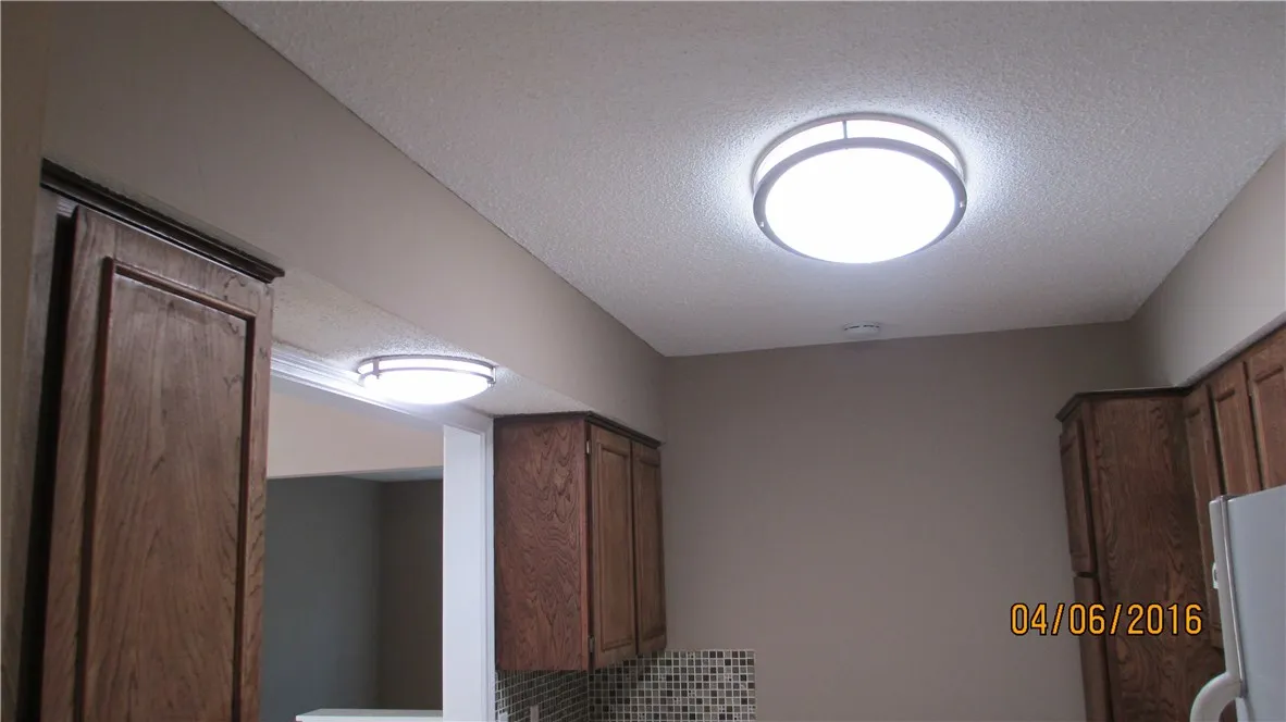 Decorative lighting makes the kitchen glow
