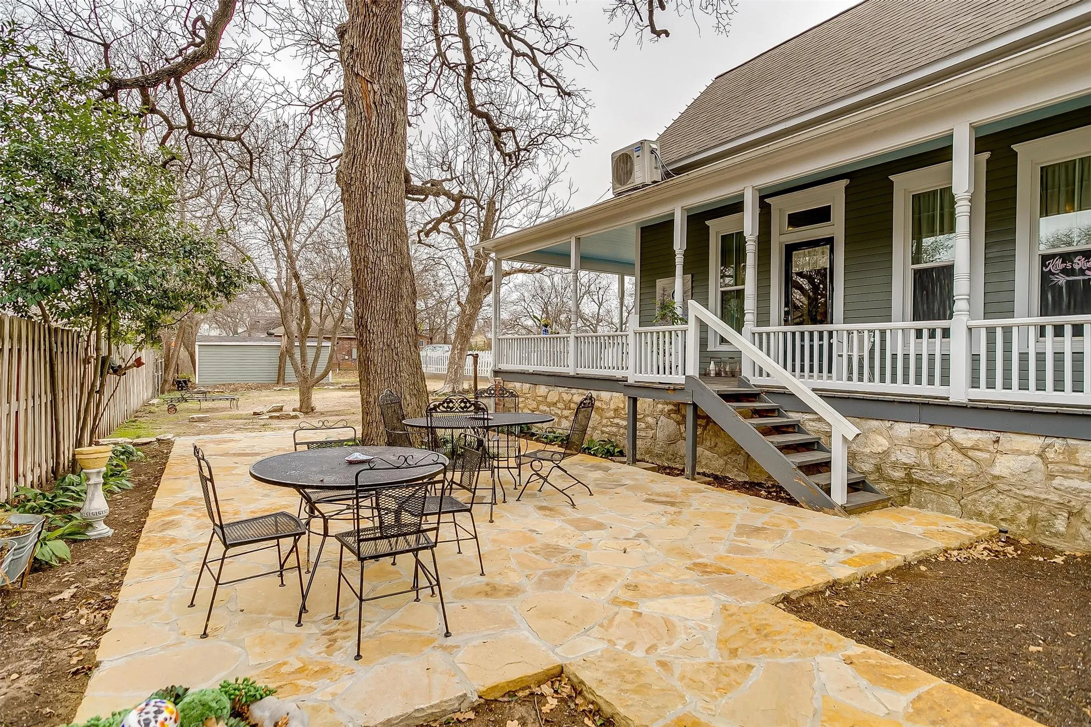 East courtyard, custom rock patio