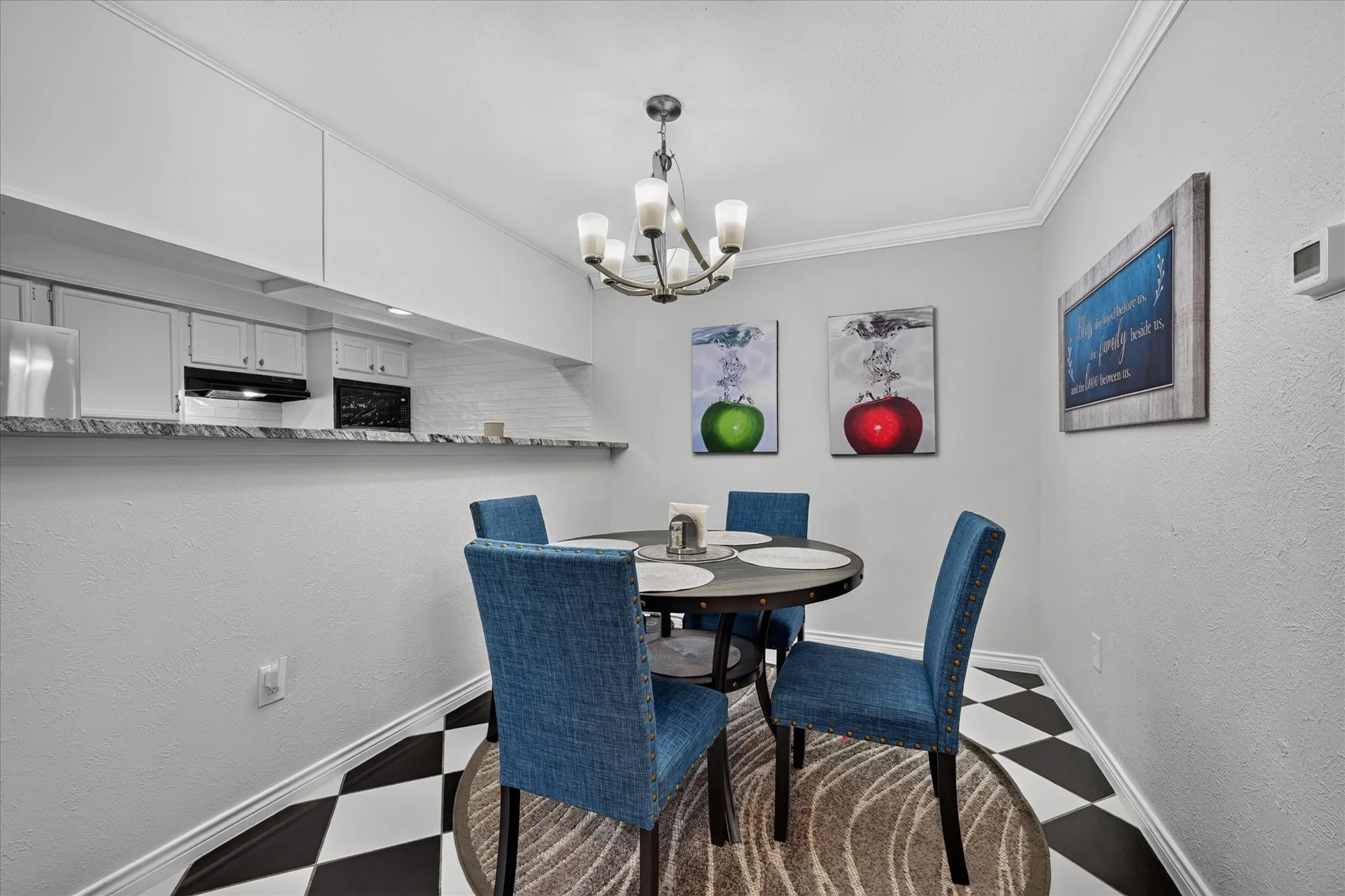 Dining room with updated Chandelier
