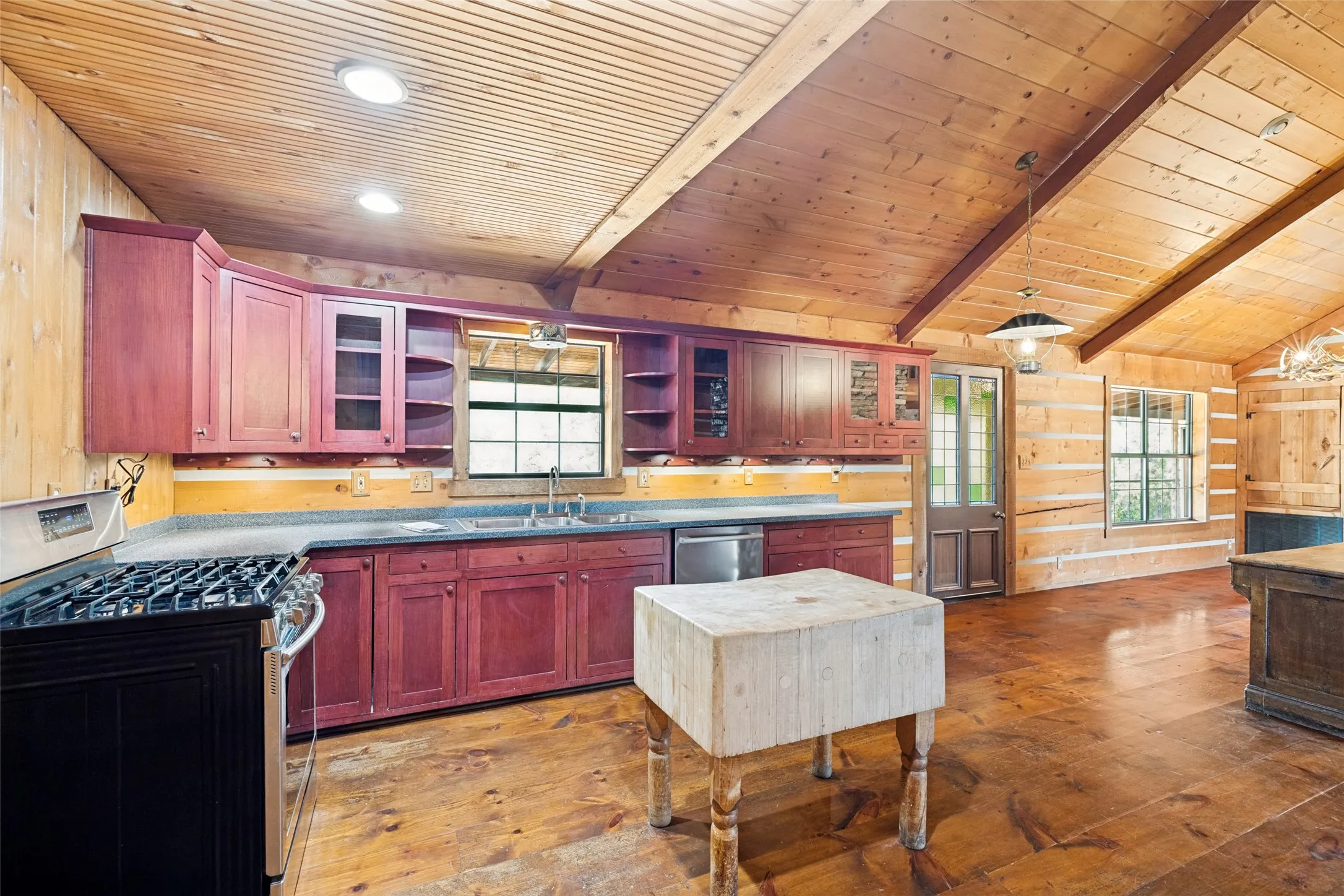 Kitchen with Authentic Antique Butcher Block