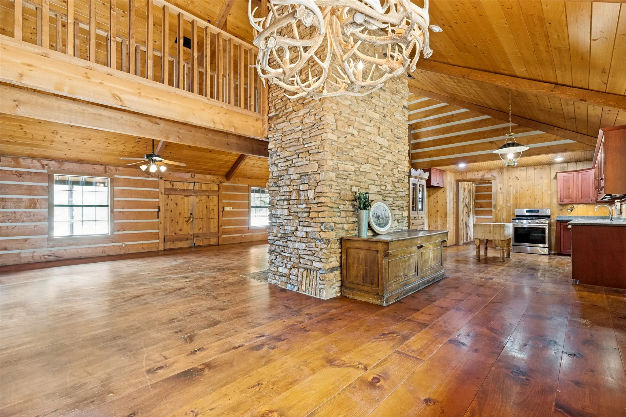 Dining Area with Antler Chandelier
