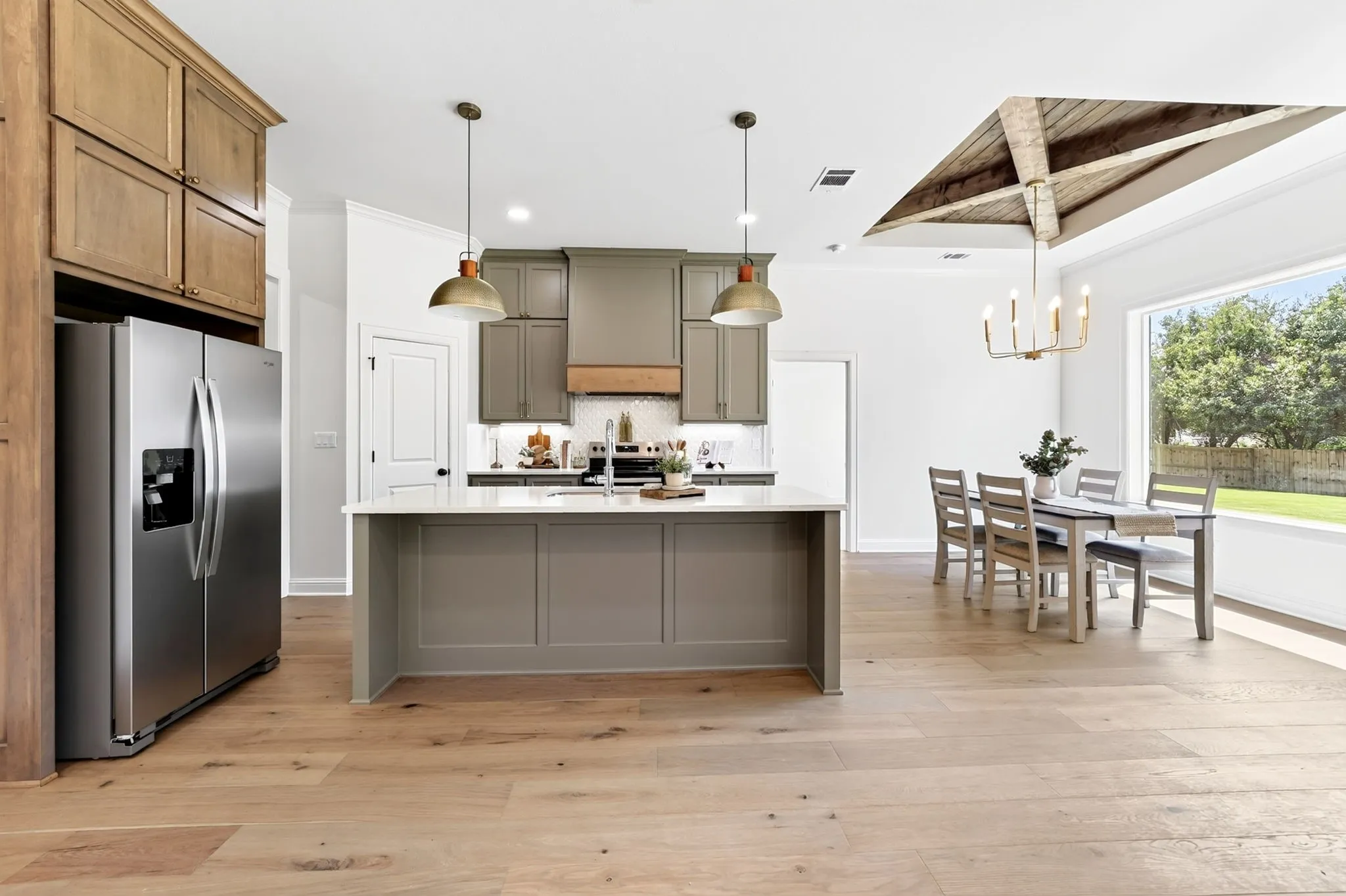 View of kitchen & dining area from living room.