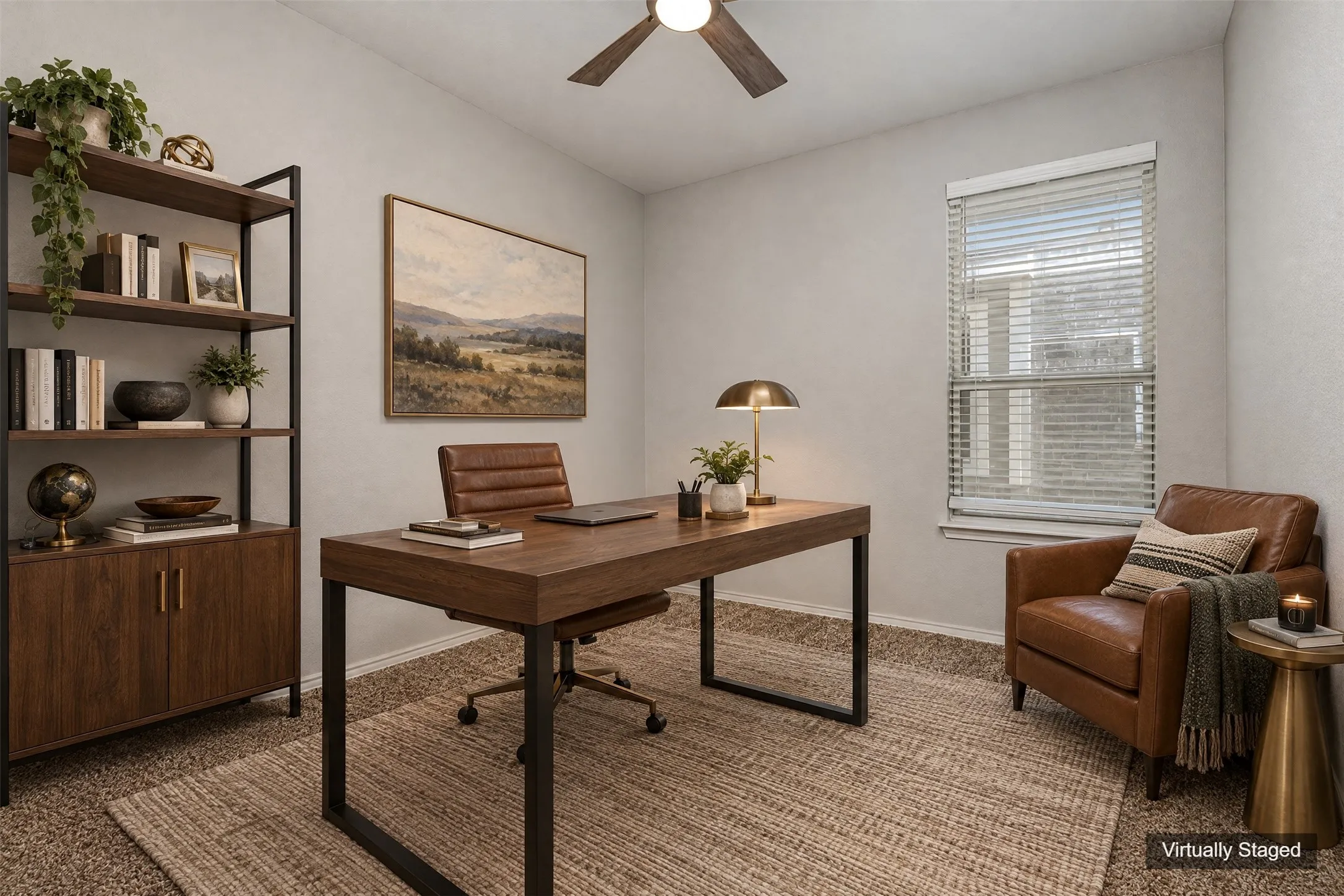 Virtual Staged Office by the front entrance that has flexibility.