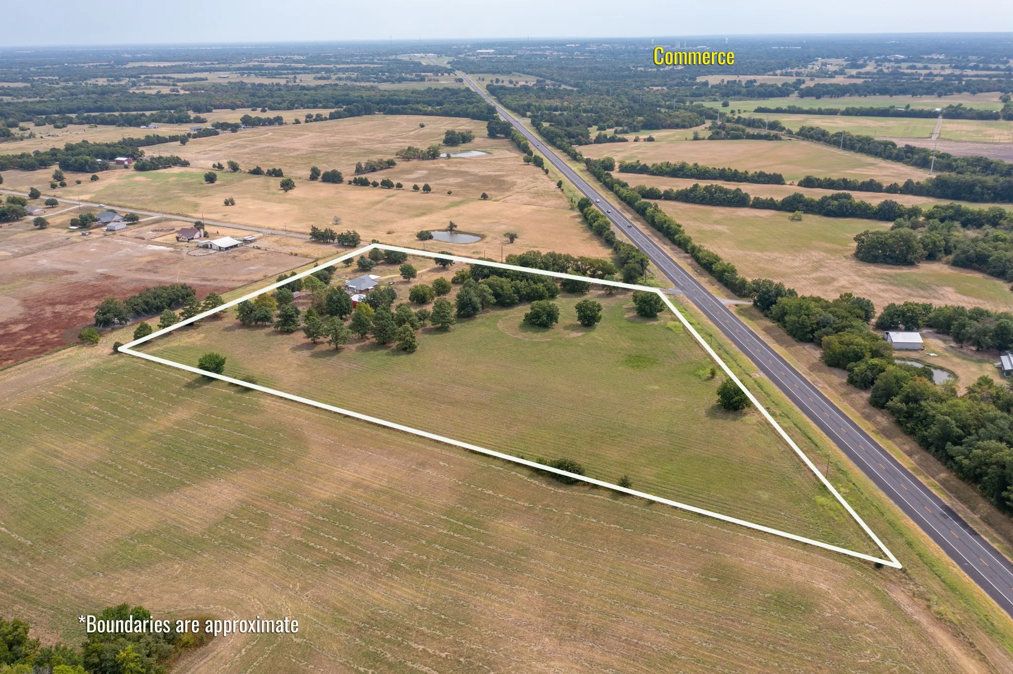 Approximate boundaries from western side to show proximity to Commerce.