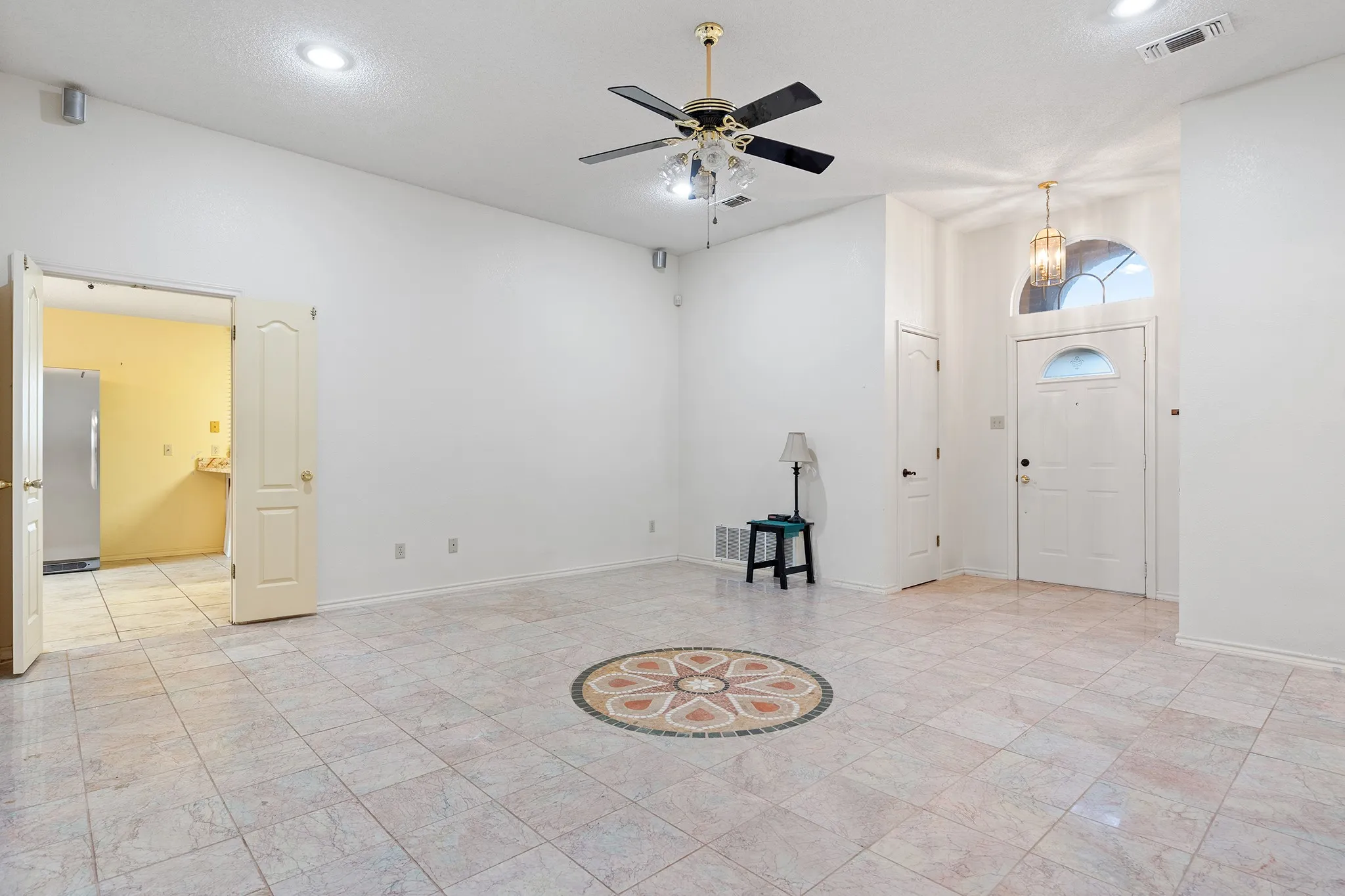 Open living right off the kitchen.