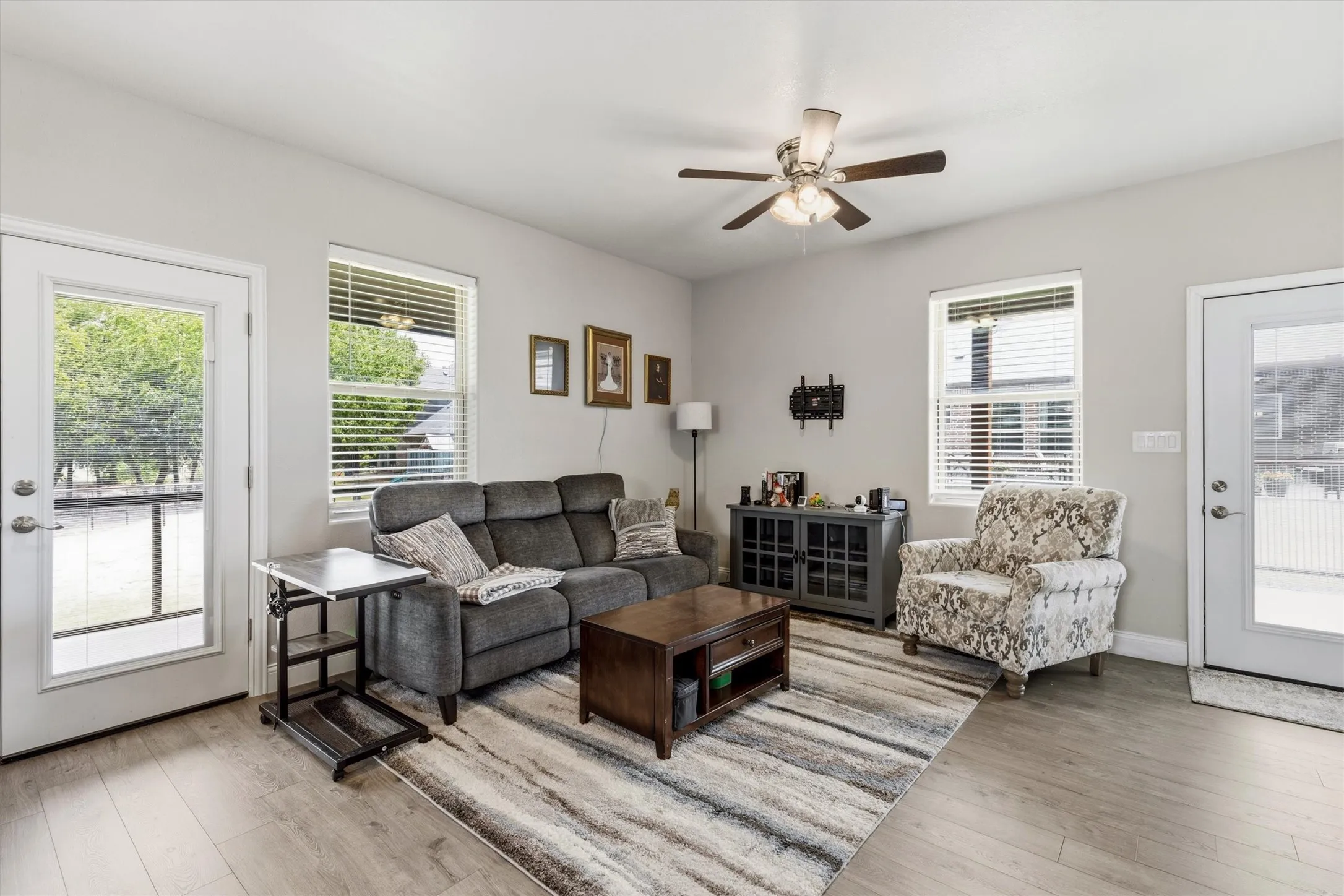 This inviting ADU living room offers abundant space with easy access to the outdoors.