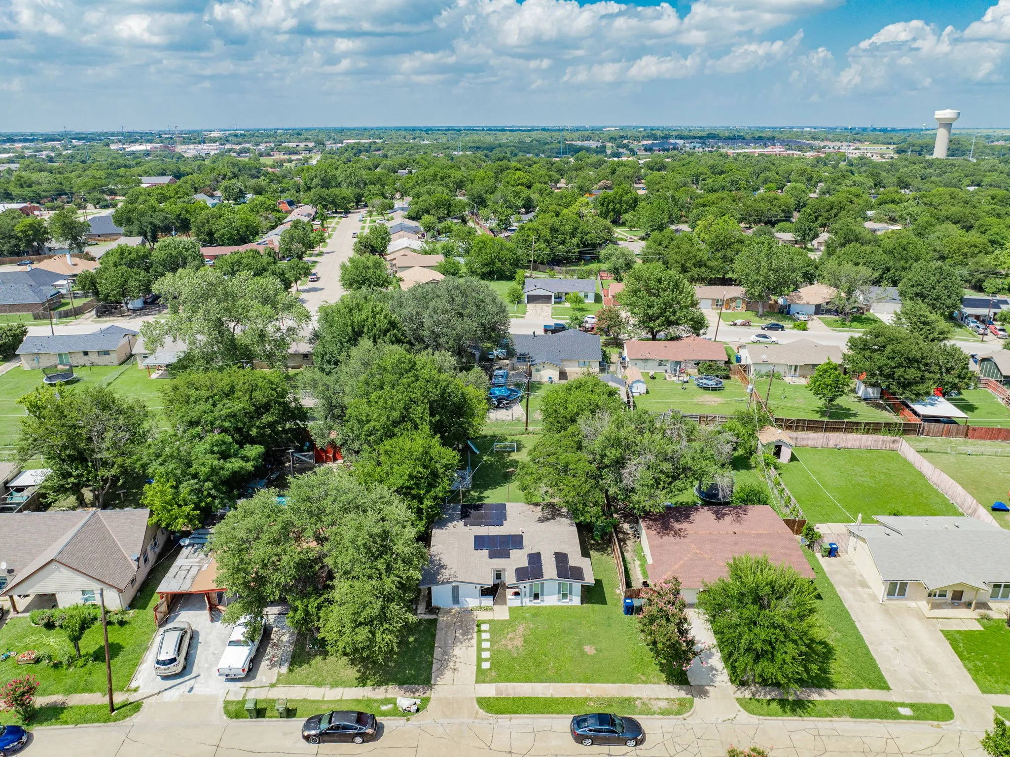 Aerial perspective of suburban area