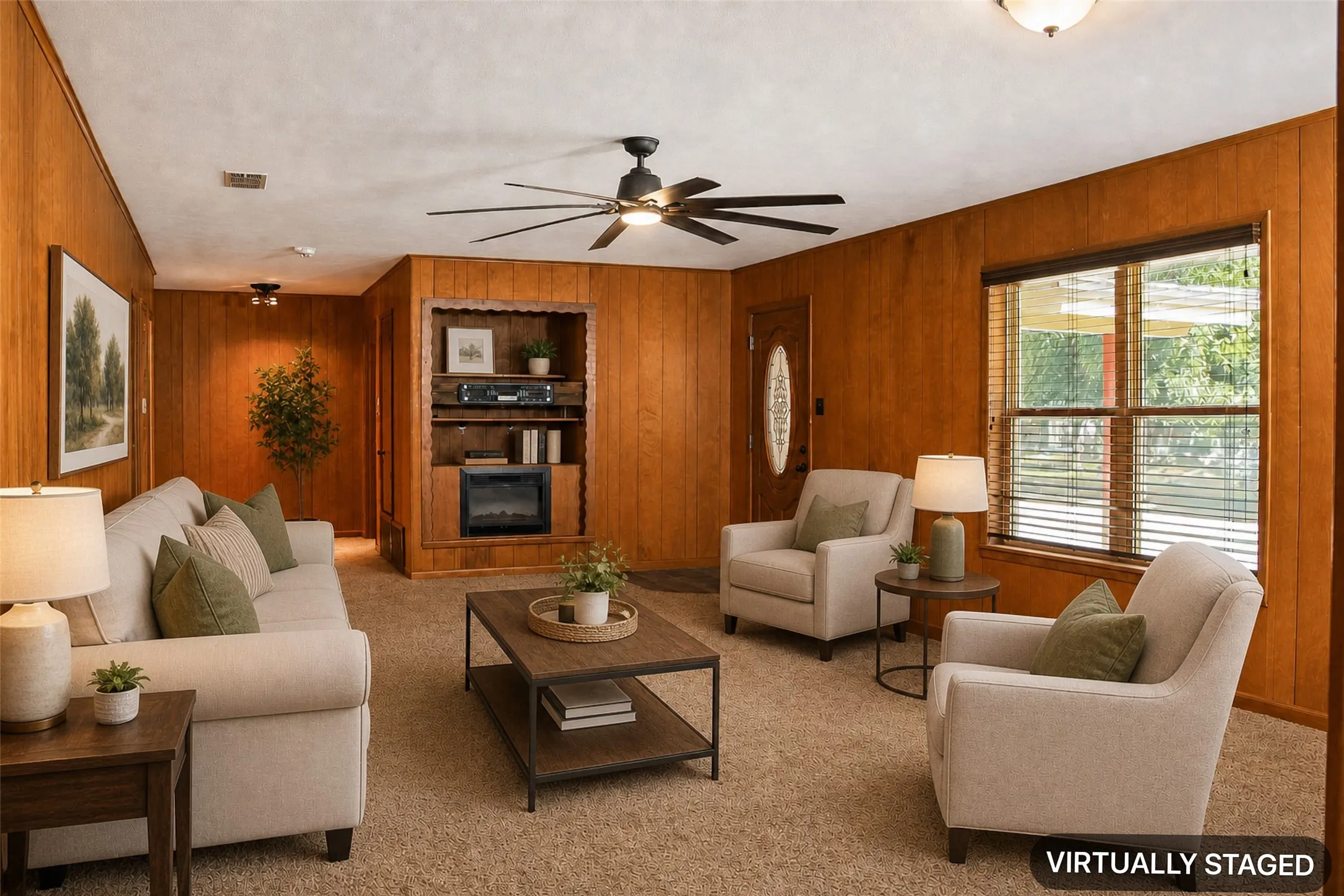 Virtually staged living room