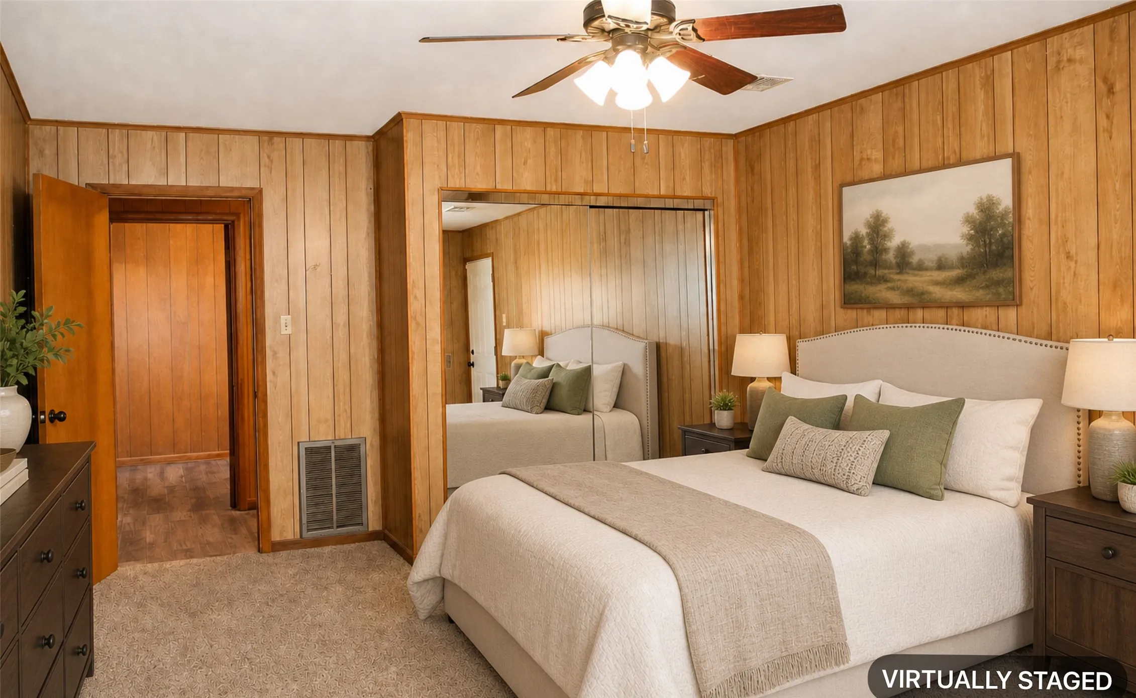 Virtually staged bedroom