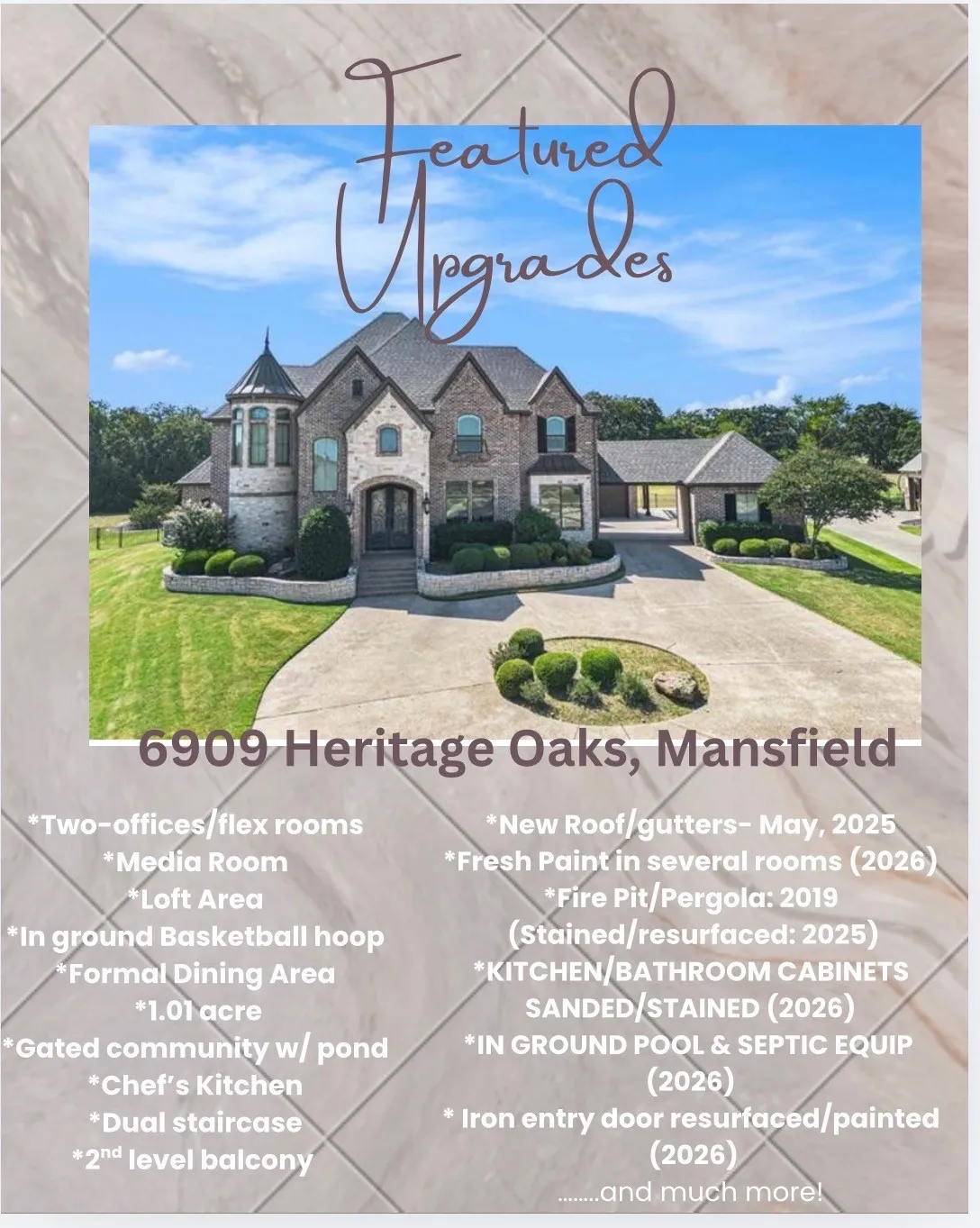 Single Family Residence For Sale in Tarrant County , 6909 Heritage Oaks Drive, Mansfield, Texas 76063, 4 Bedroom, 4 Bathroom, 3 Garage spaces, 5,064 Sqft, built in 2012, mls#21368185, Real Estate Agent in Mansfield, Homes For Sale in Tarrant county, Homes For Sale in Mansfield, Realtor in Mansfield Texas, Real Estate Brokerage Independent Realty Texas, Luminita Cordes Realtor
