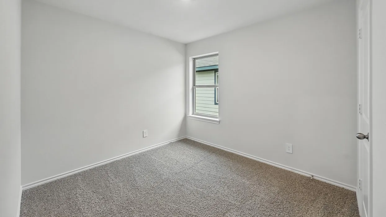 Neutral wall color, carpet flooring, single window, and overhead lighting