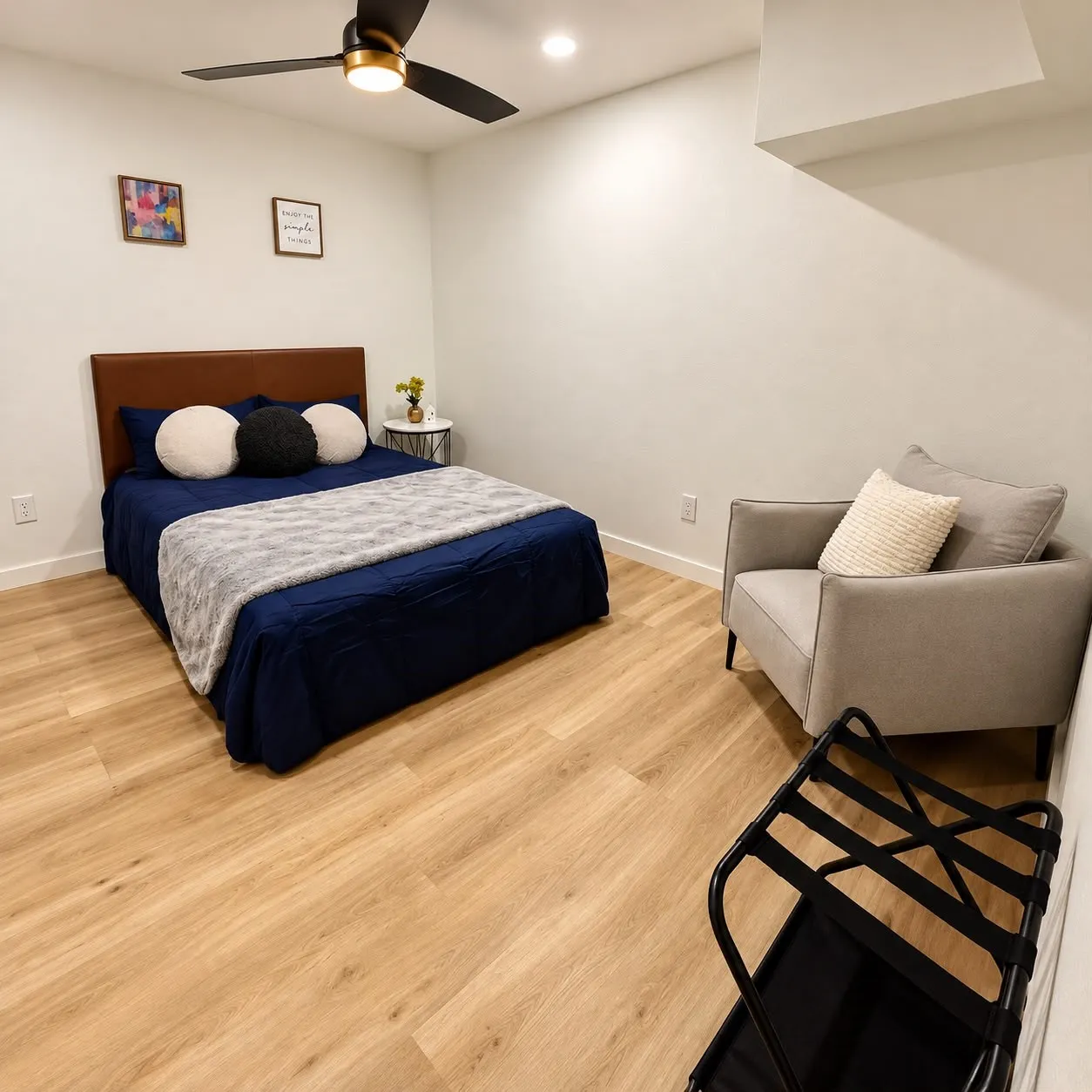 Wood-finish flooring throughout