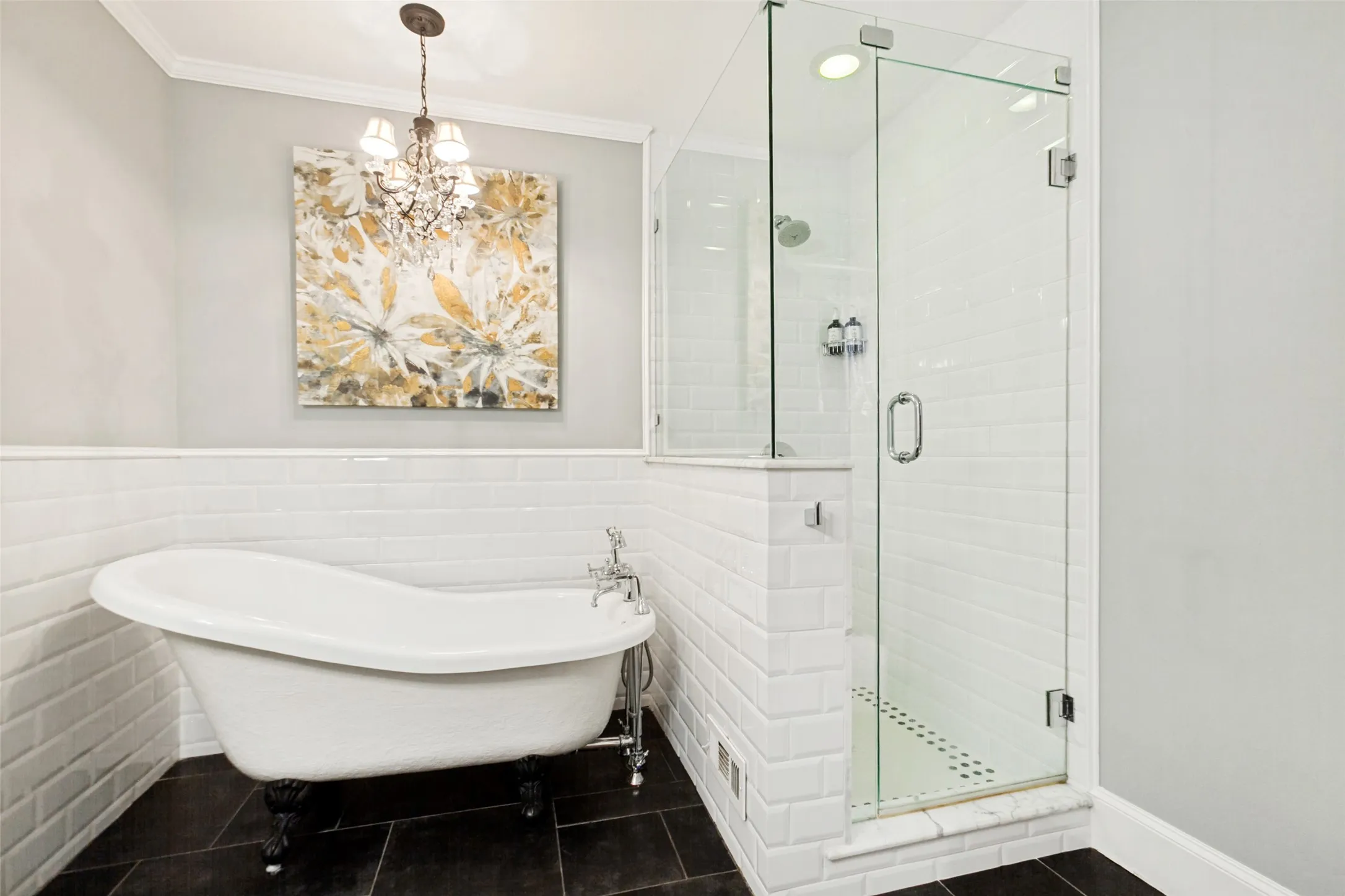Separate tub and walk in shower