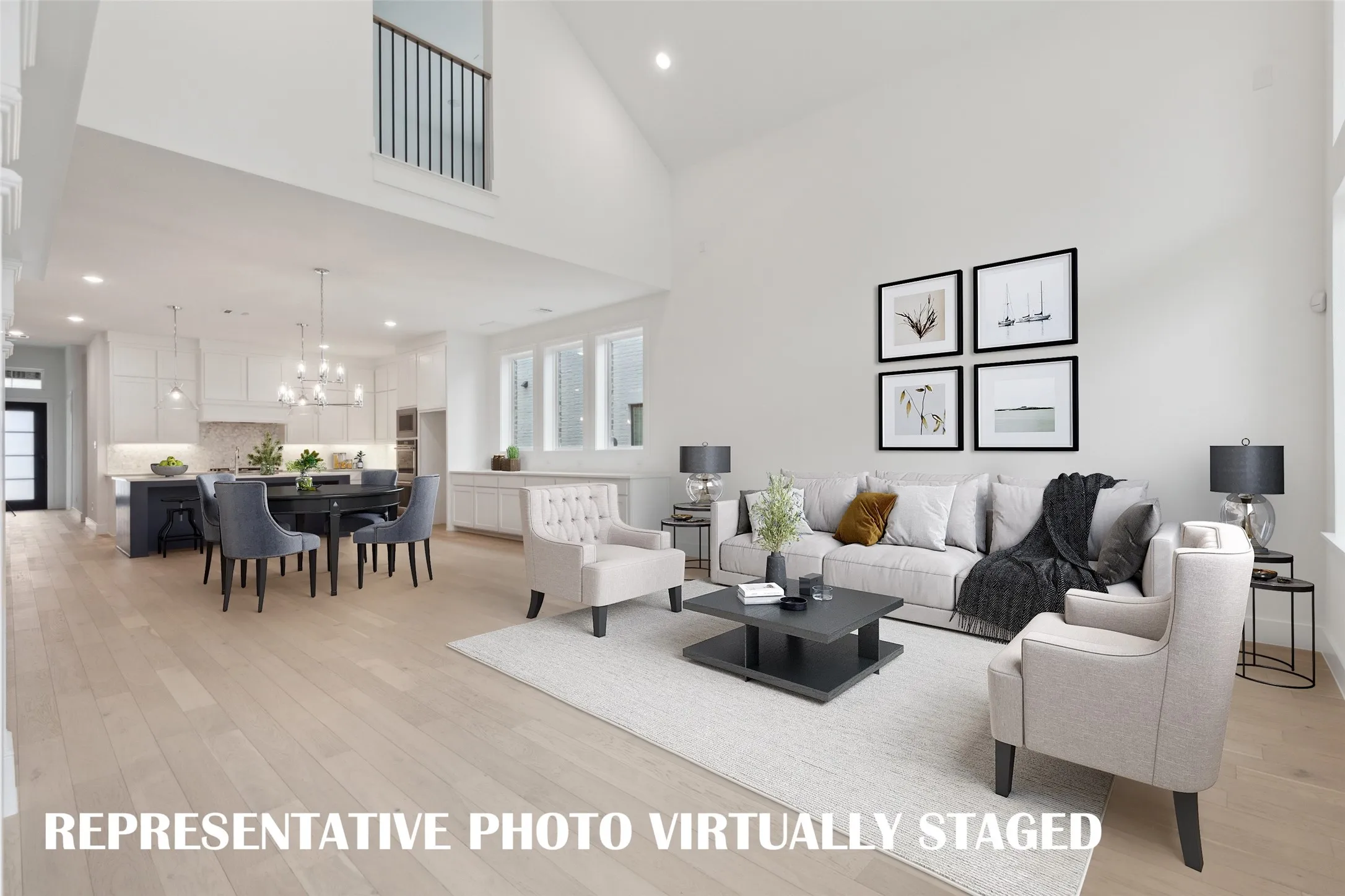 With a spacious family room open to the dining room and kitchen, our Justin plan was designed for entertaining!  REPRESENTATIVE PHOTO VIRTUALLY STAGED