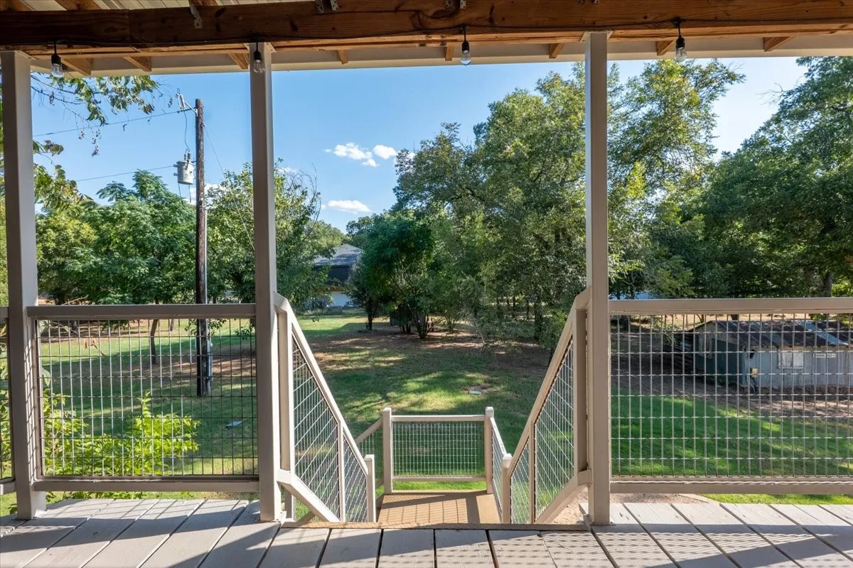 Exterior stairs leading to outdoor entertaining areas