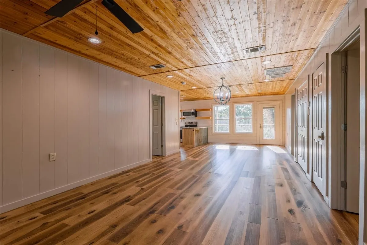Open living and dining spaces
