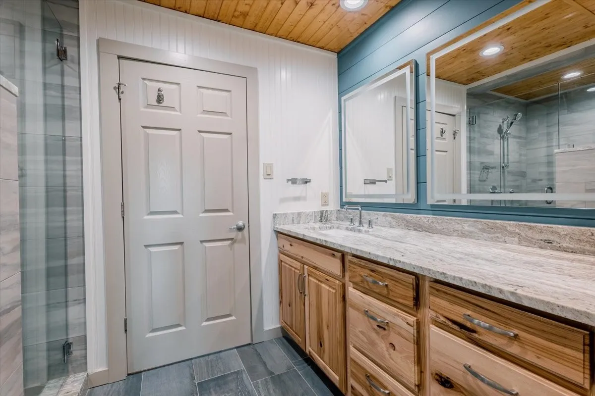 Jack-and-Jill bathroom connecting secondary bedrooms