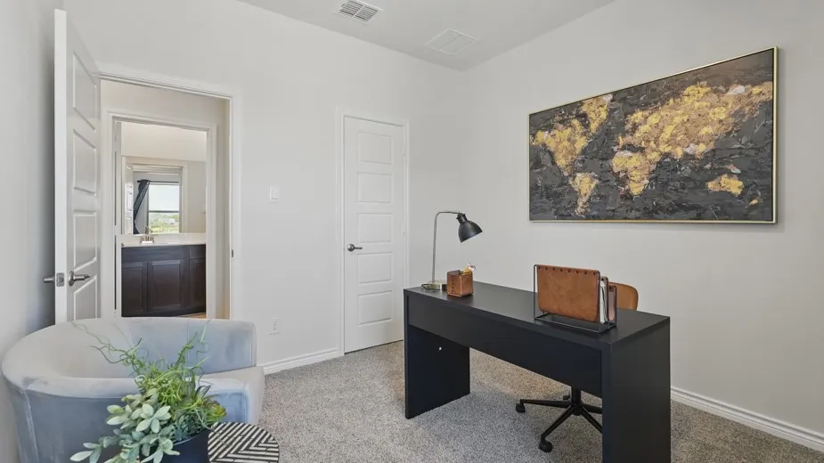 Neutral toned walls with carpet flooring
