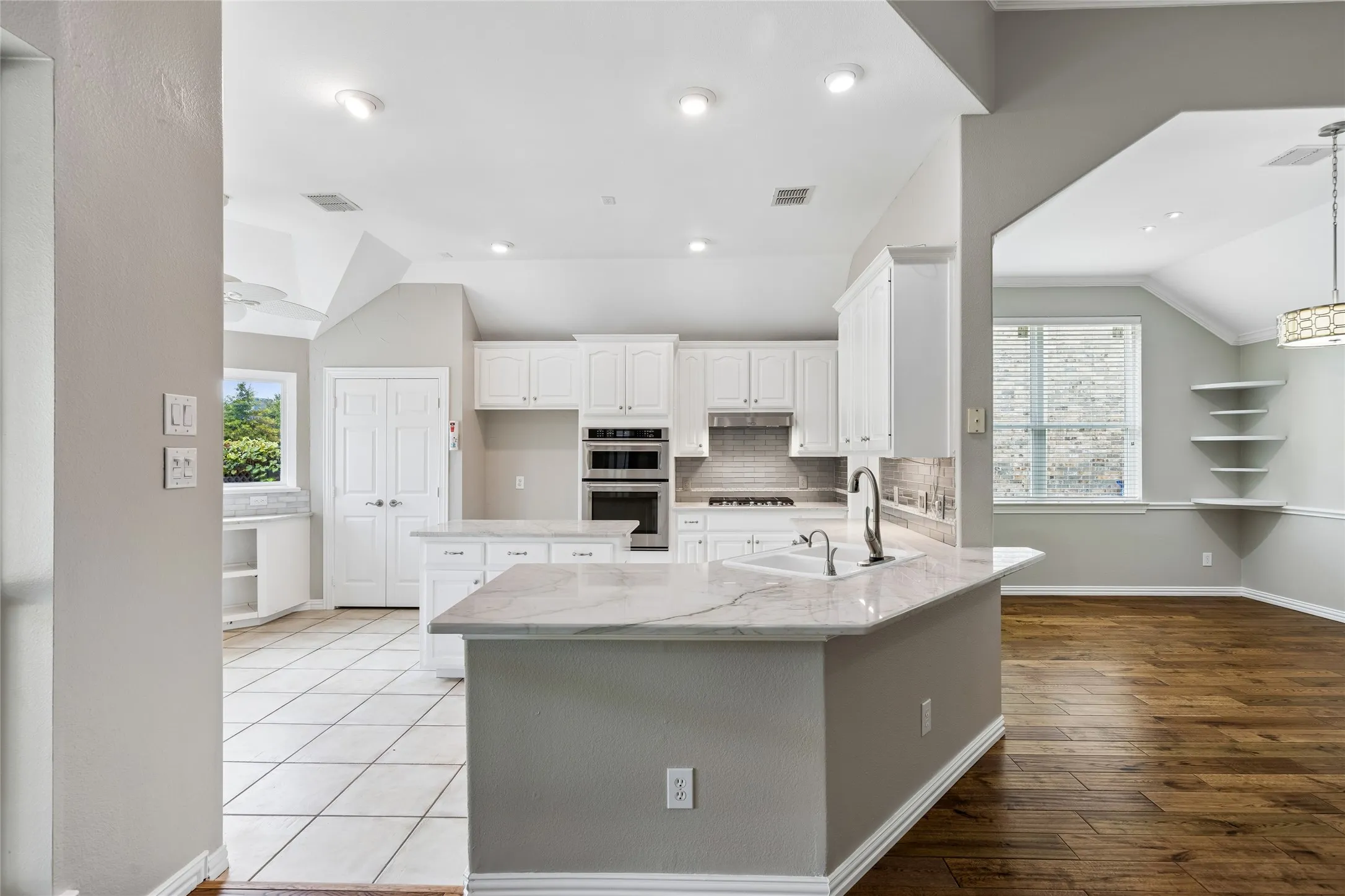 Open to family room.  Abundant counter room