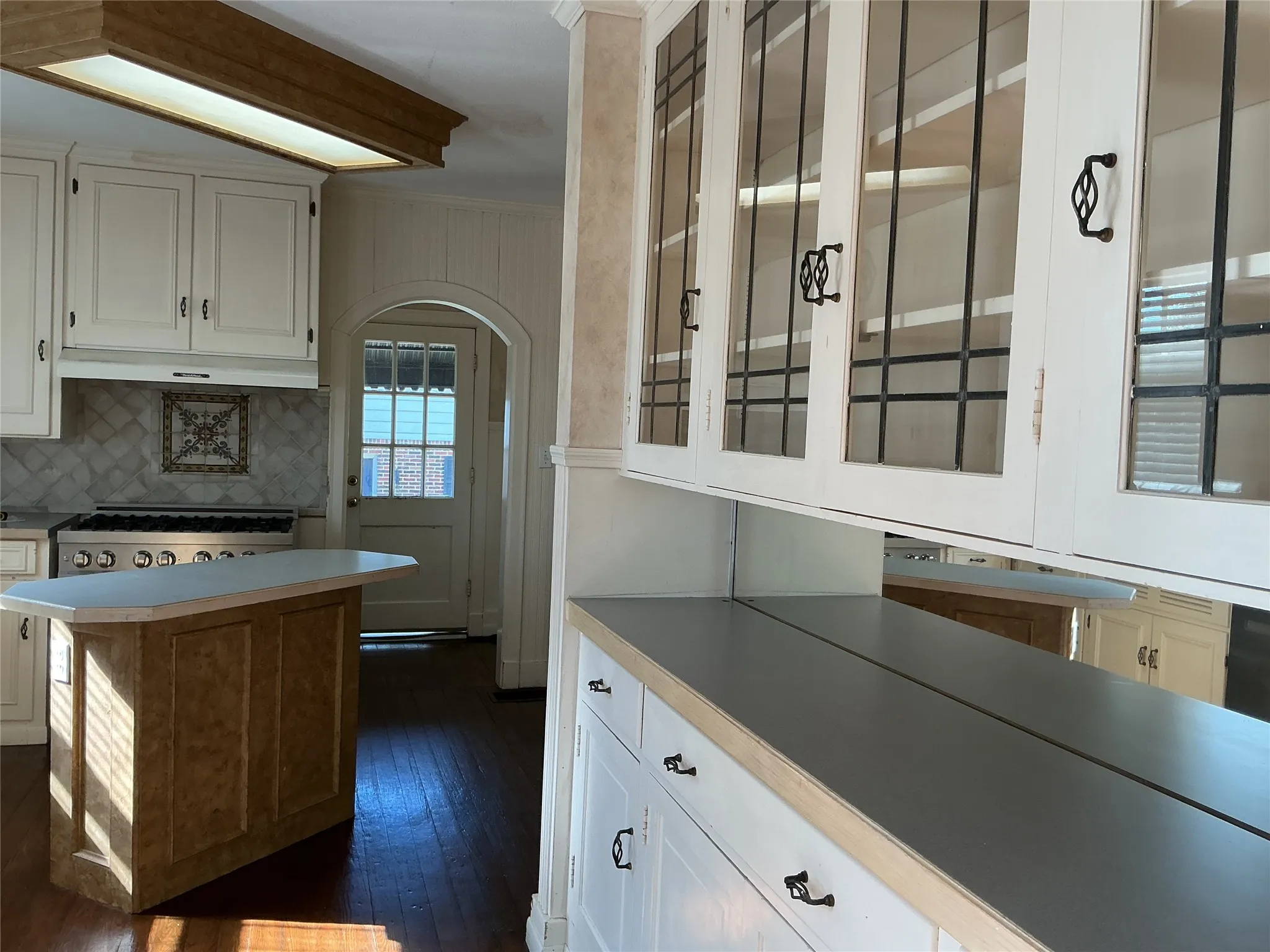 Leaded glass doors are a wonderful accent!