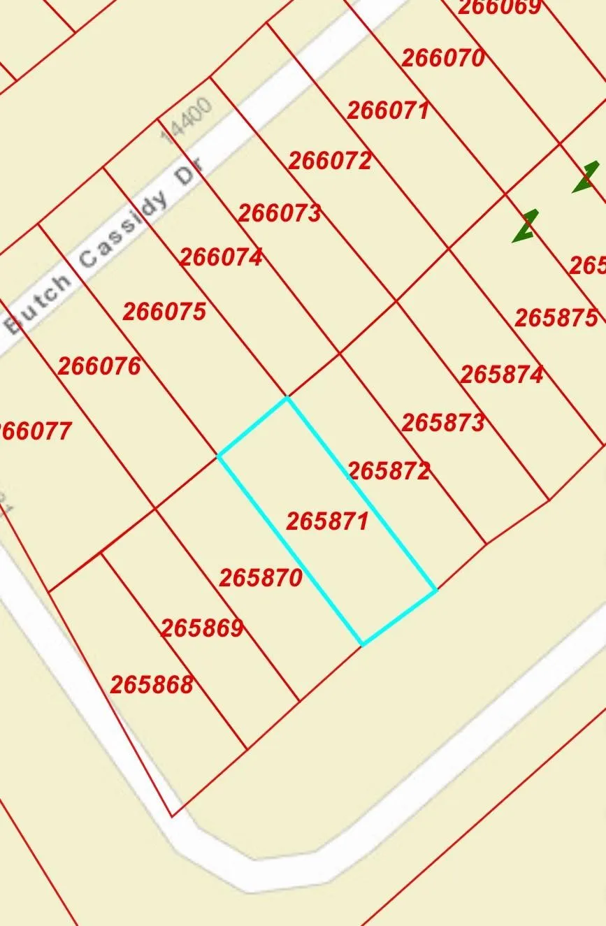 Plat Map. Illustrating lot number 265871 and surrounding parcels in the area