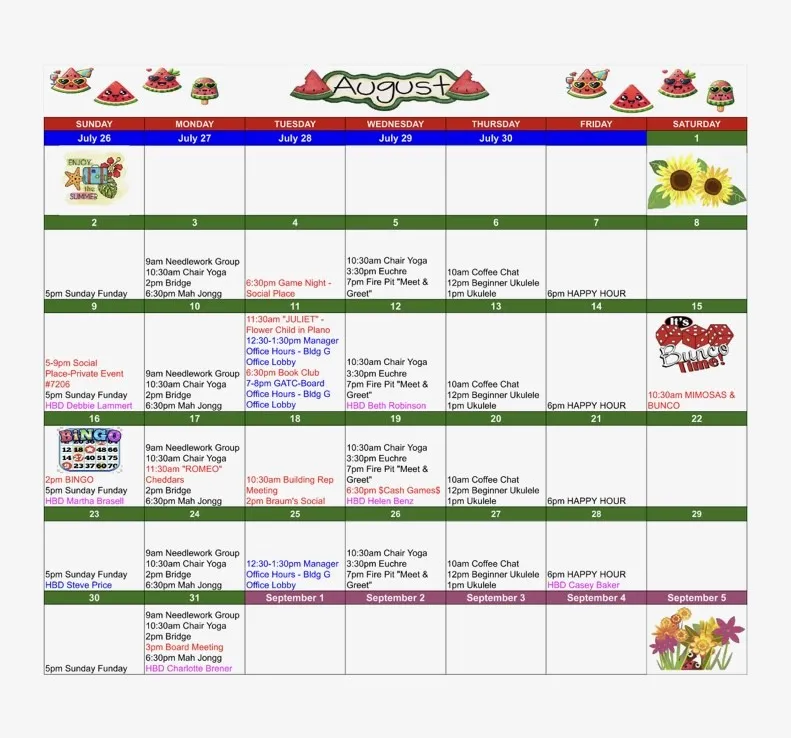 Example of activity schedule