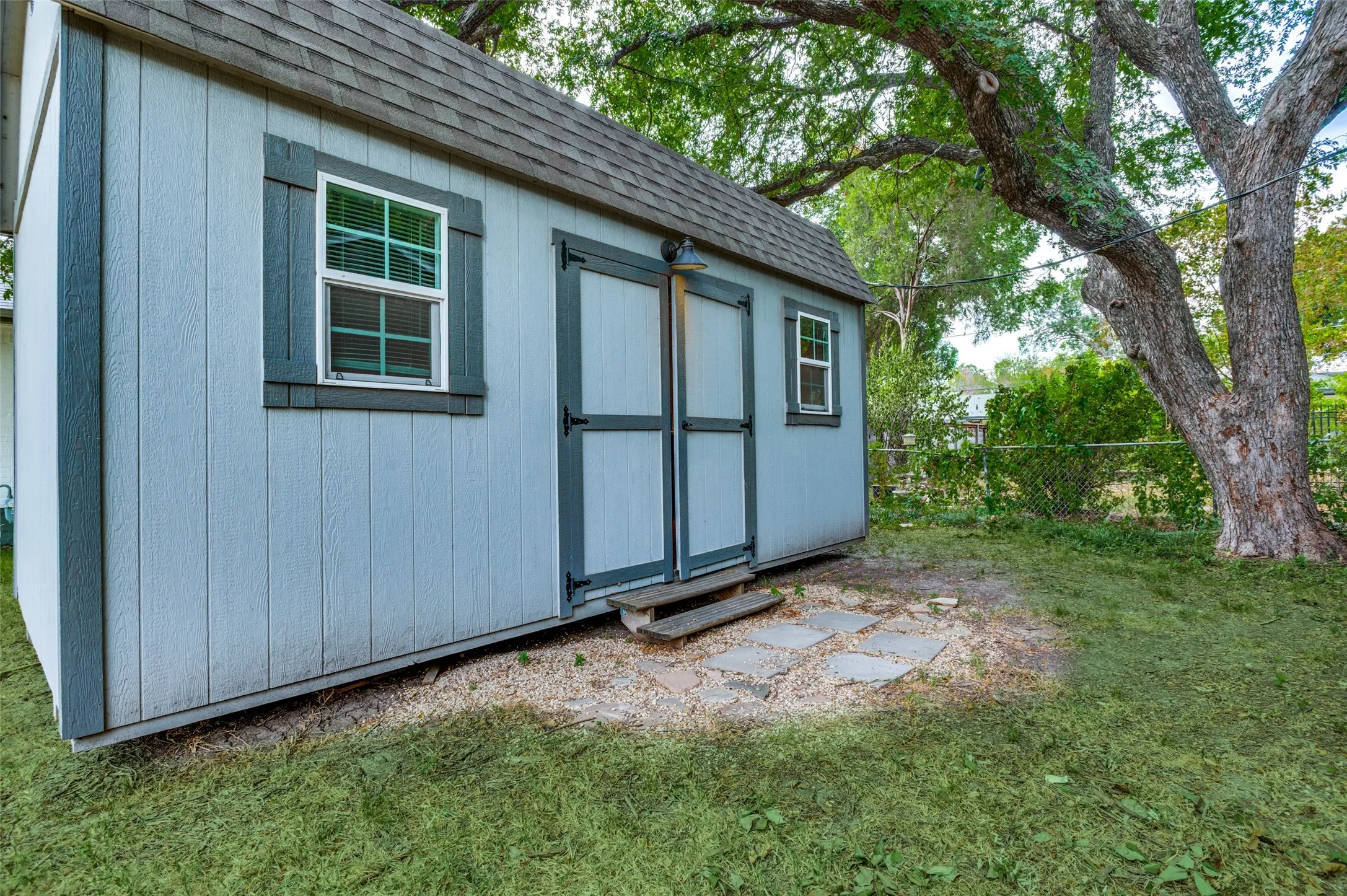 10x20 Lofted Shed. Photo has been digitally enhanced.
