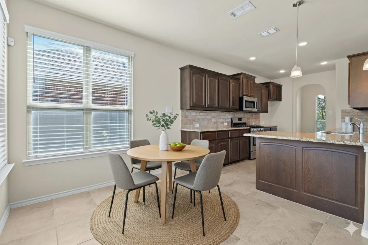 virtually staged eat-in kitchen