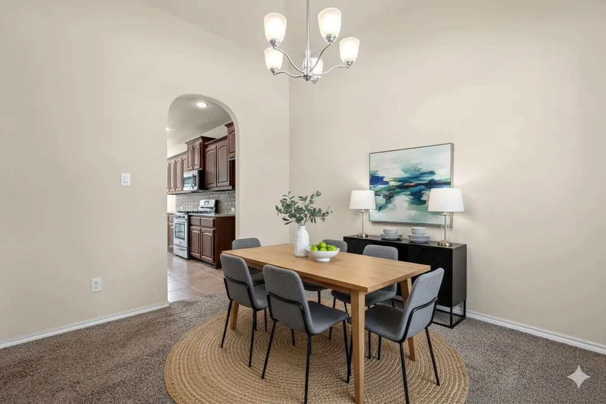 virtual staging to show room as potential dining room