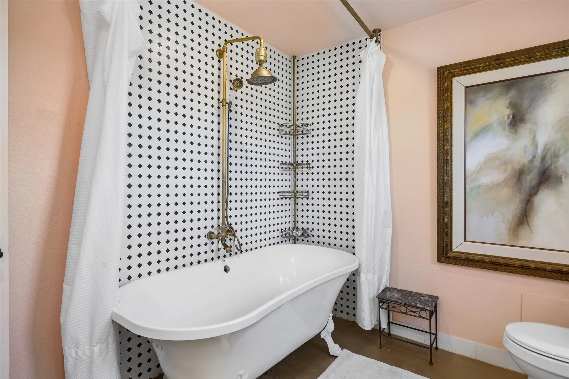 Full bath with claw foot tun in MIL or Guest Suite inside metal building adjacent to shop