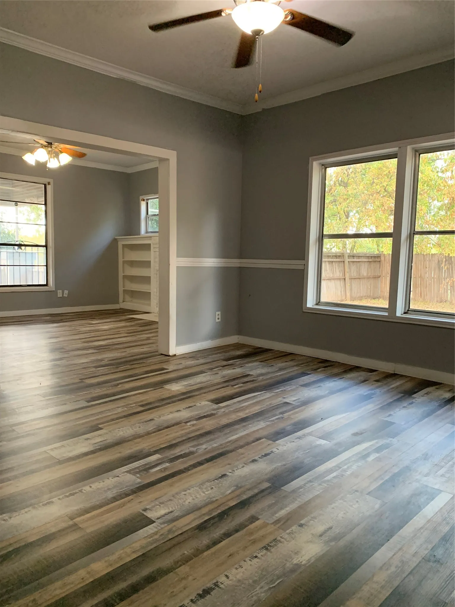 View from corner of dining room to living room