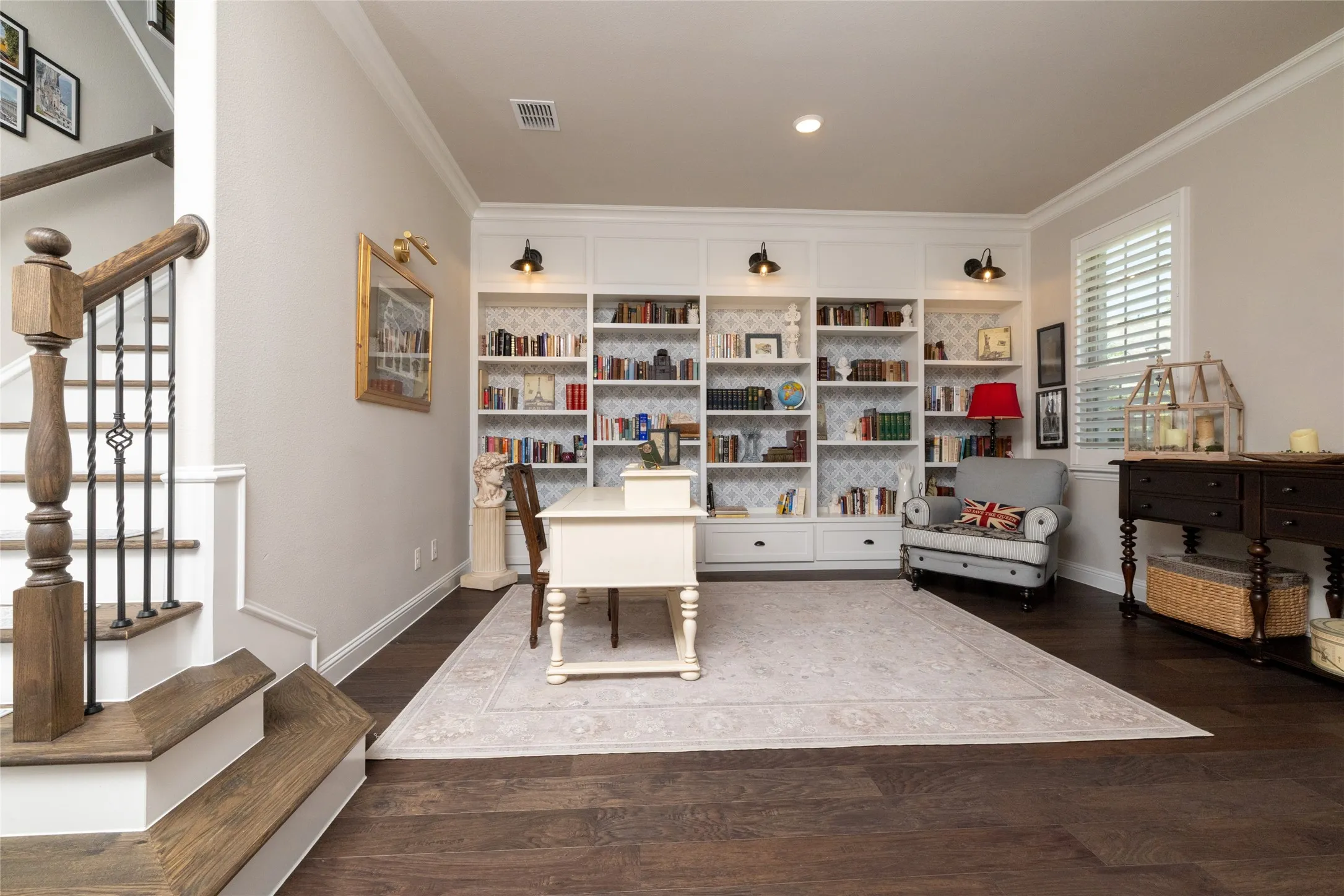 Could also be another living room, study, reading room, etc.