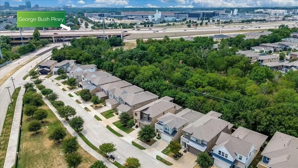 Conveniently situated with quick, direct access to George Bush Turnpike, offering seamless commutes across the Metroplex while backing up to a peaceful tree-lined buffer.