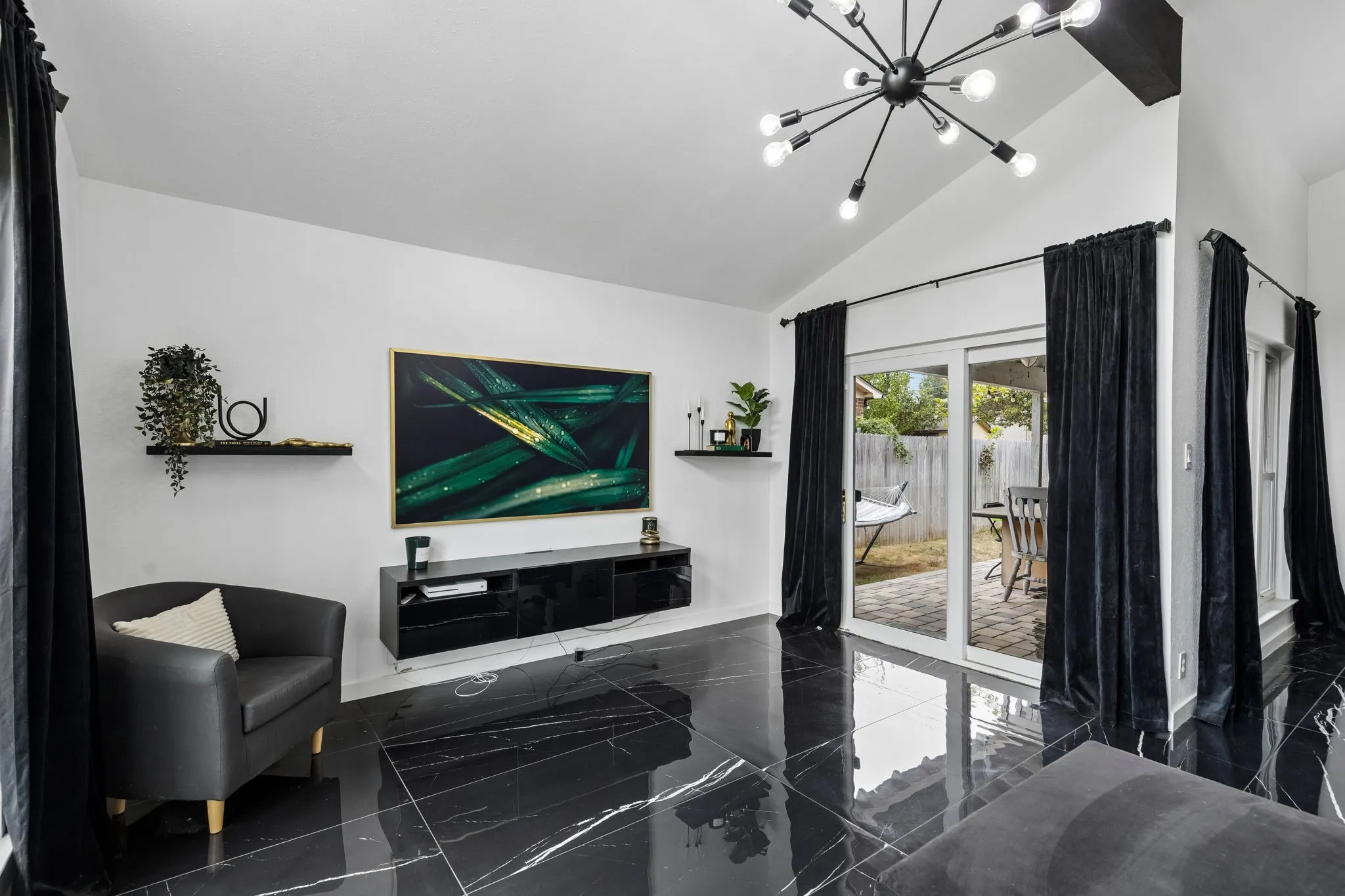Living room with sliding door to enjoy the oversized patio