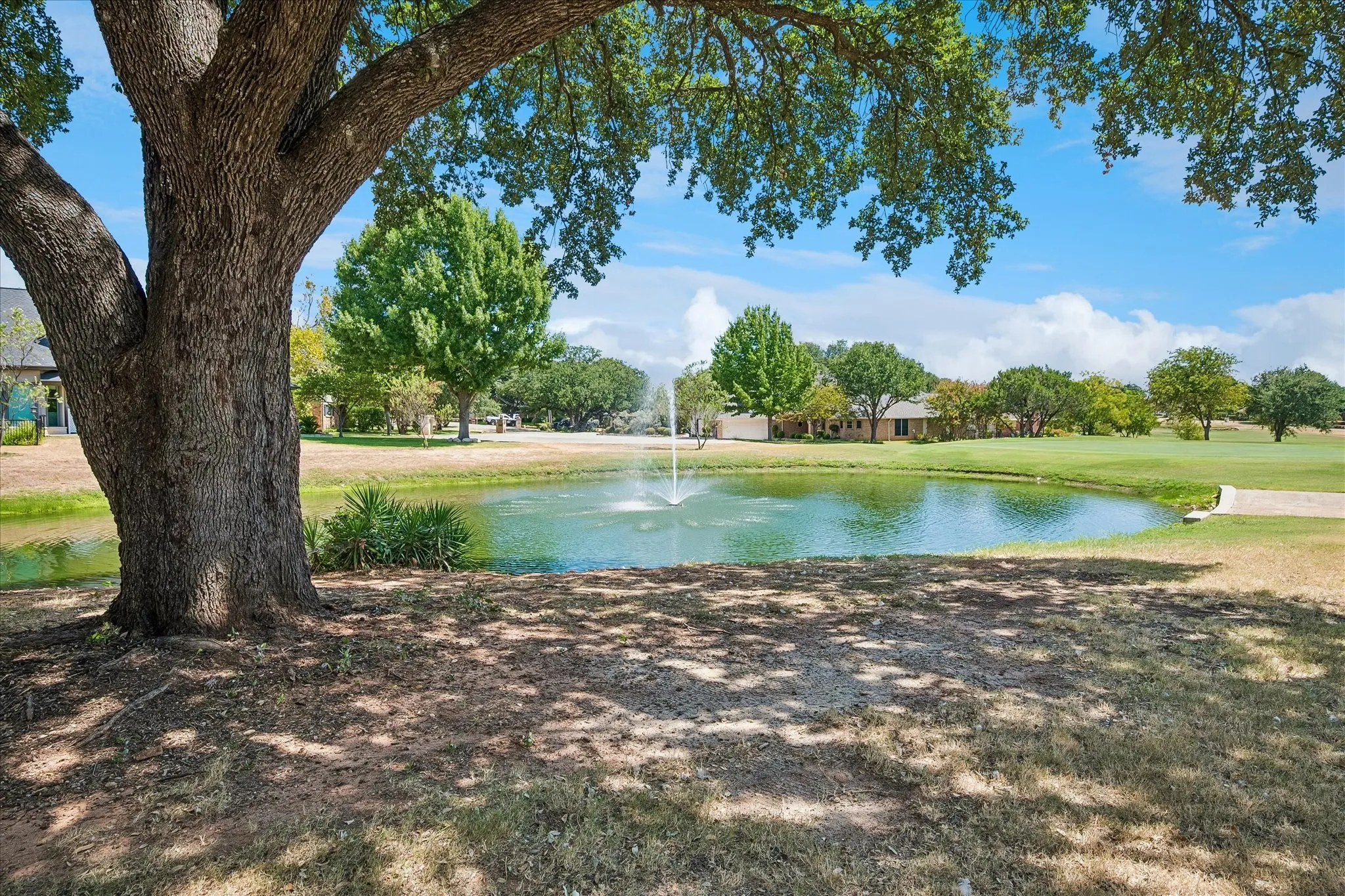 One of two ponds that are focal points of this property