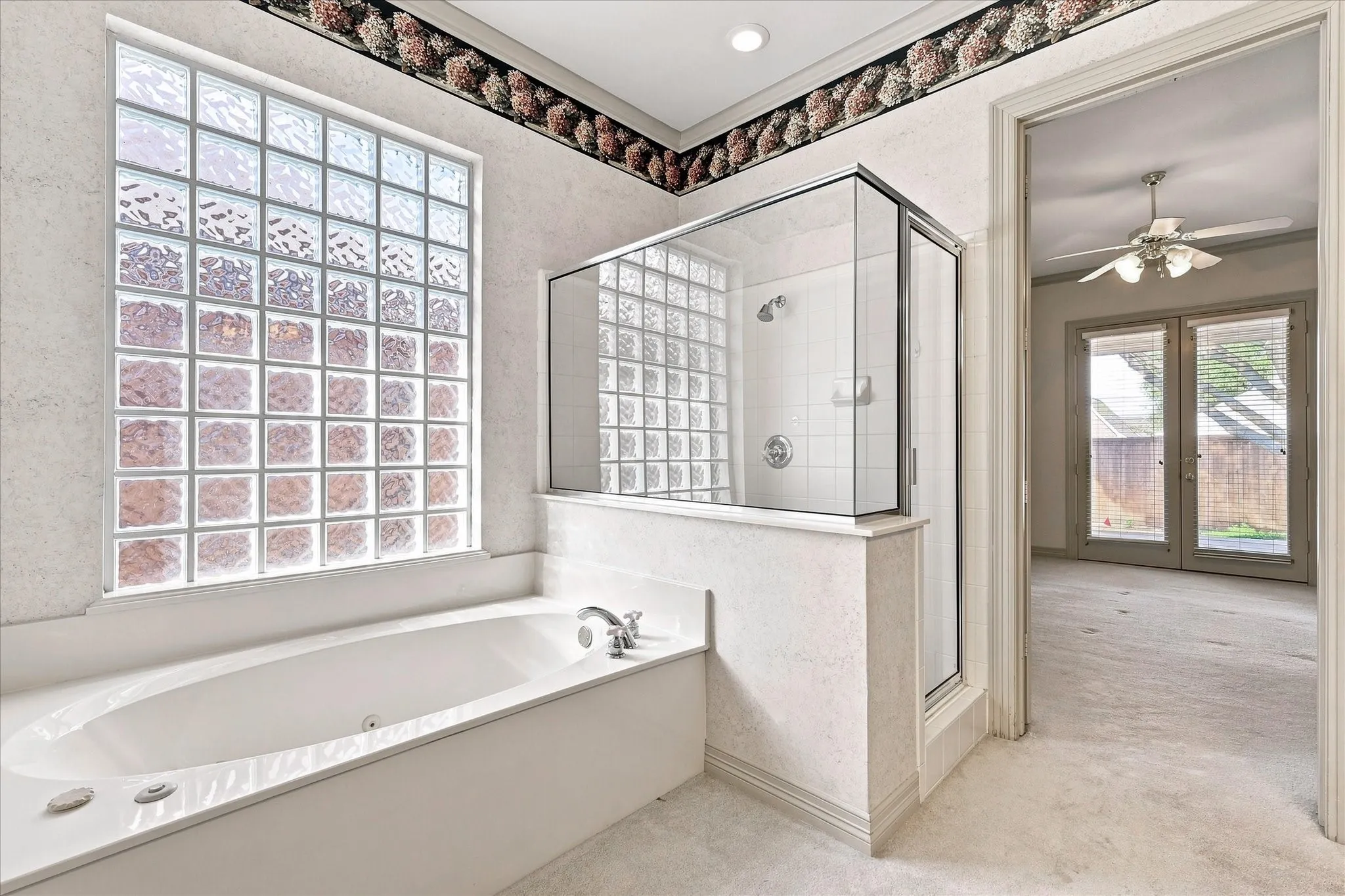 separate showed and bath with daylight