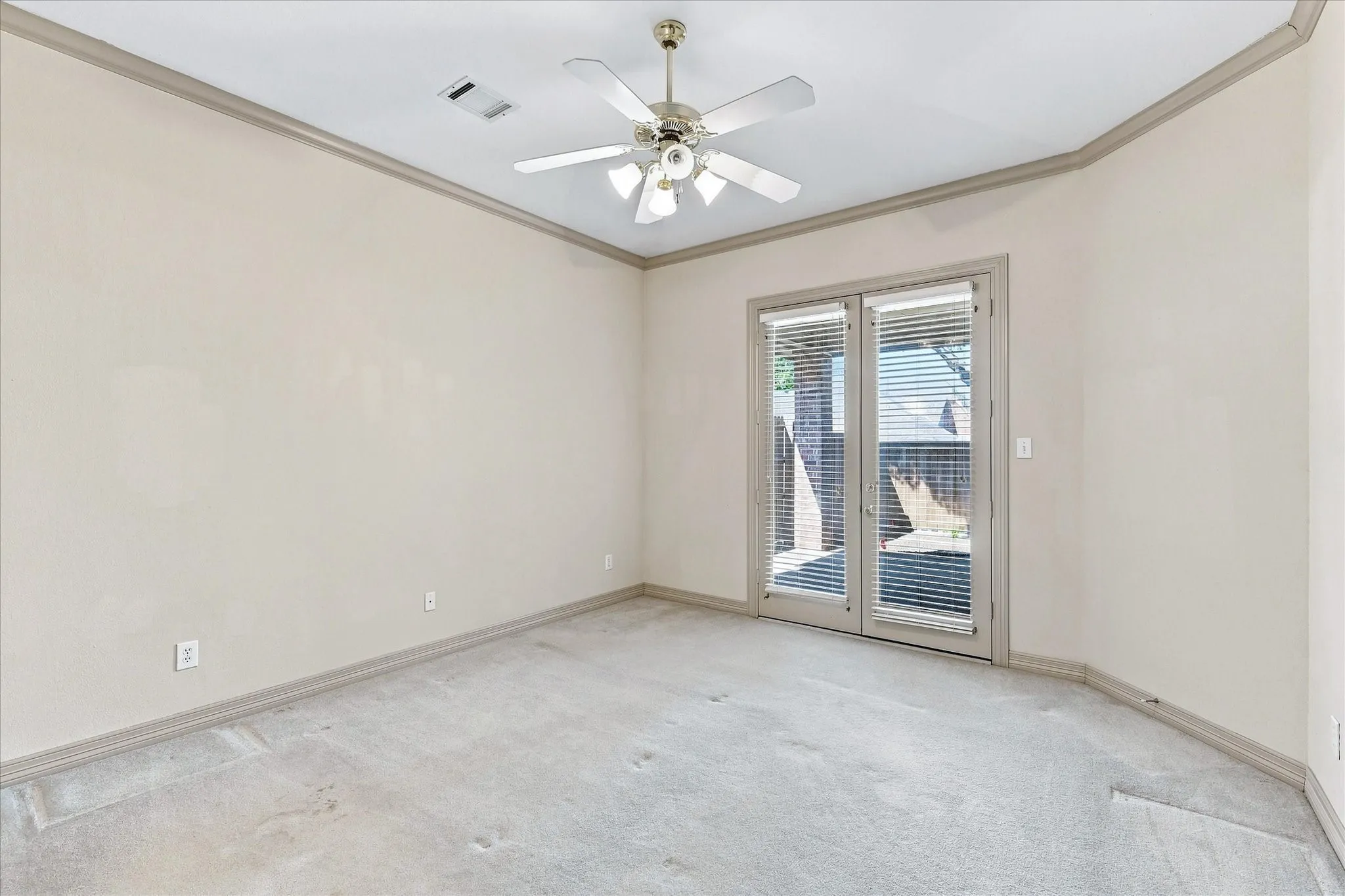 Double French doors out to back patio
