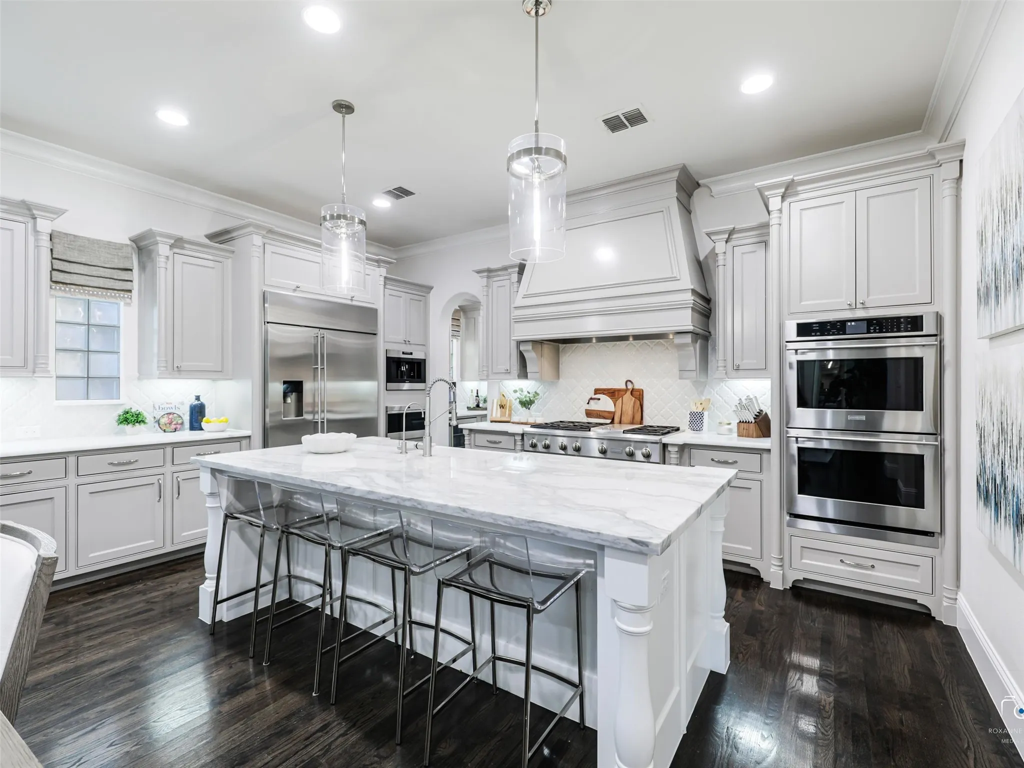 Restoration Hardware pendant lighting installed; new faucet
and garbage disposal