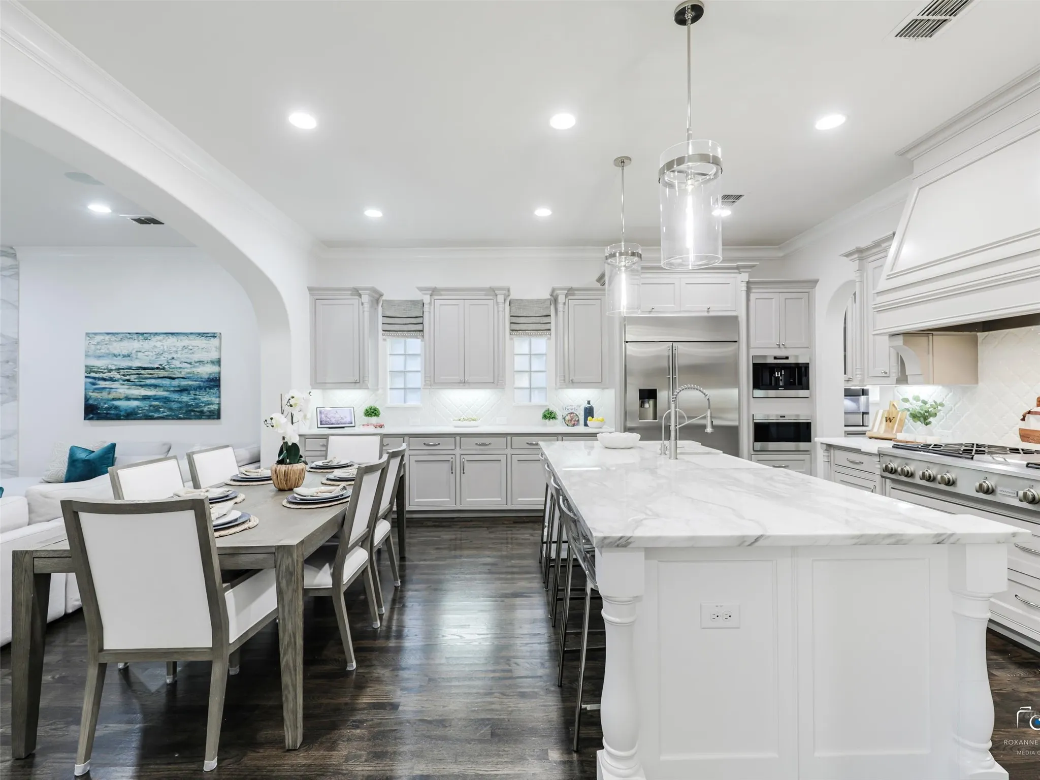 Restoration Hardware pendant lighting installed; new faucet
and garbage disposal