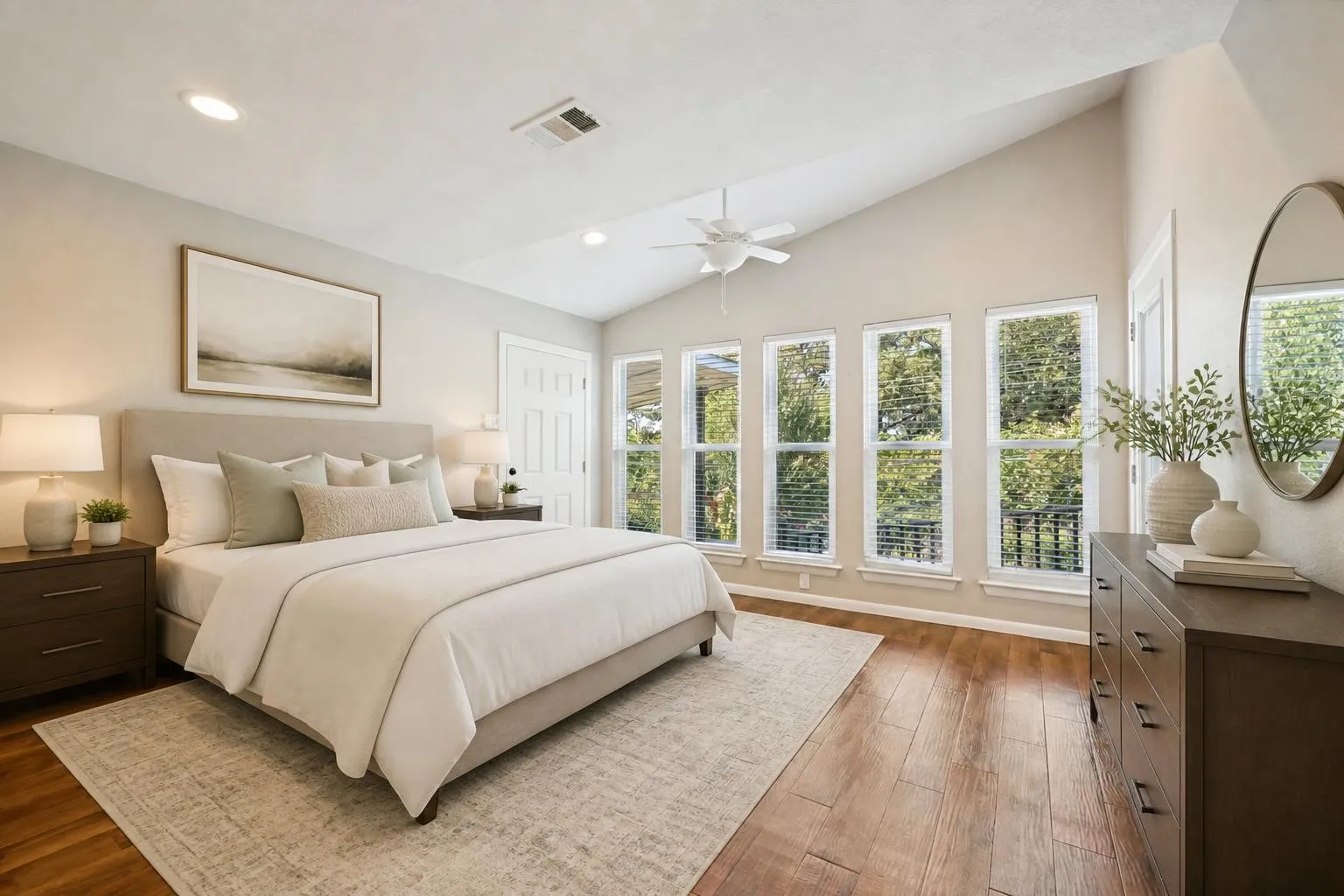 Virtually staged primary bedroom