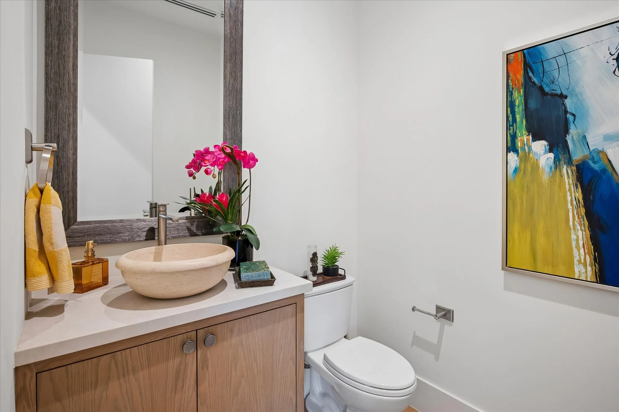 Half Bath off of living area with bowl sink