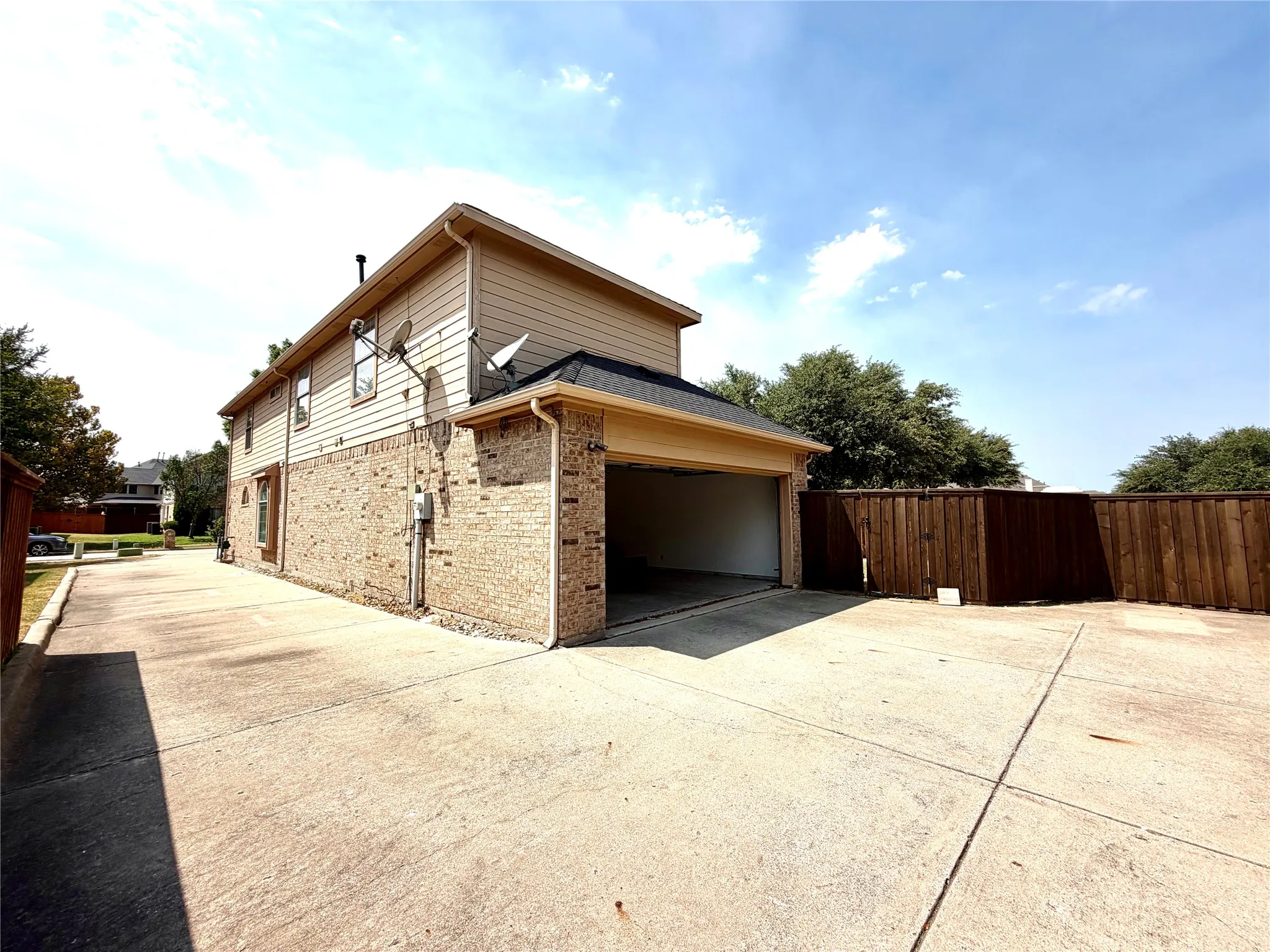 Brick and siding exterior with a two-story design