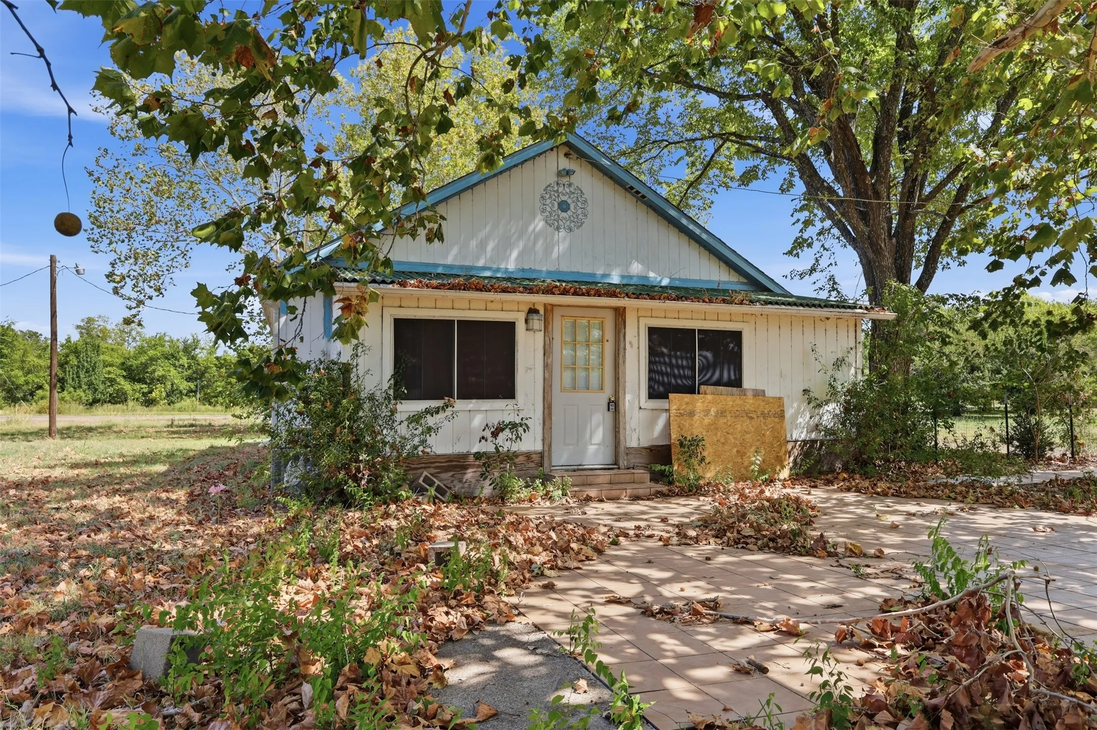 Backdoor view of farmhouse