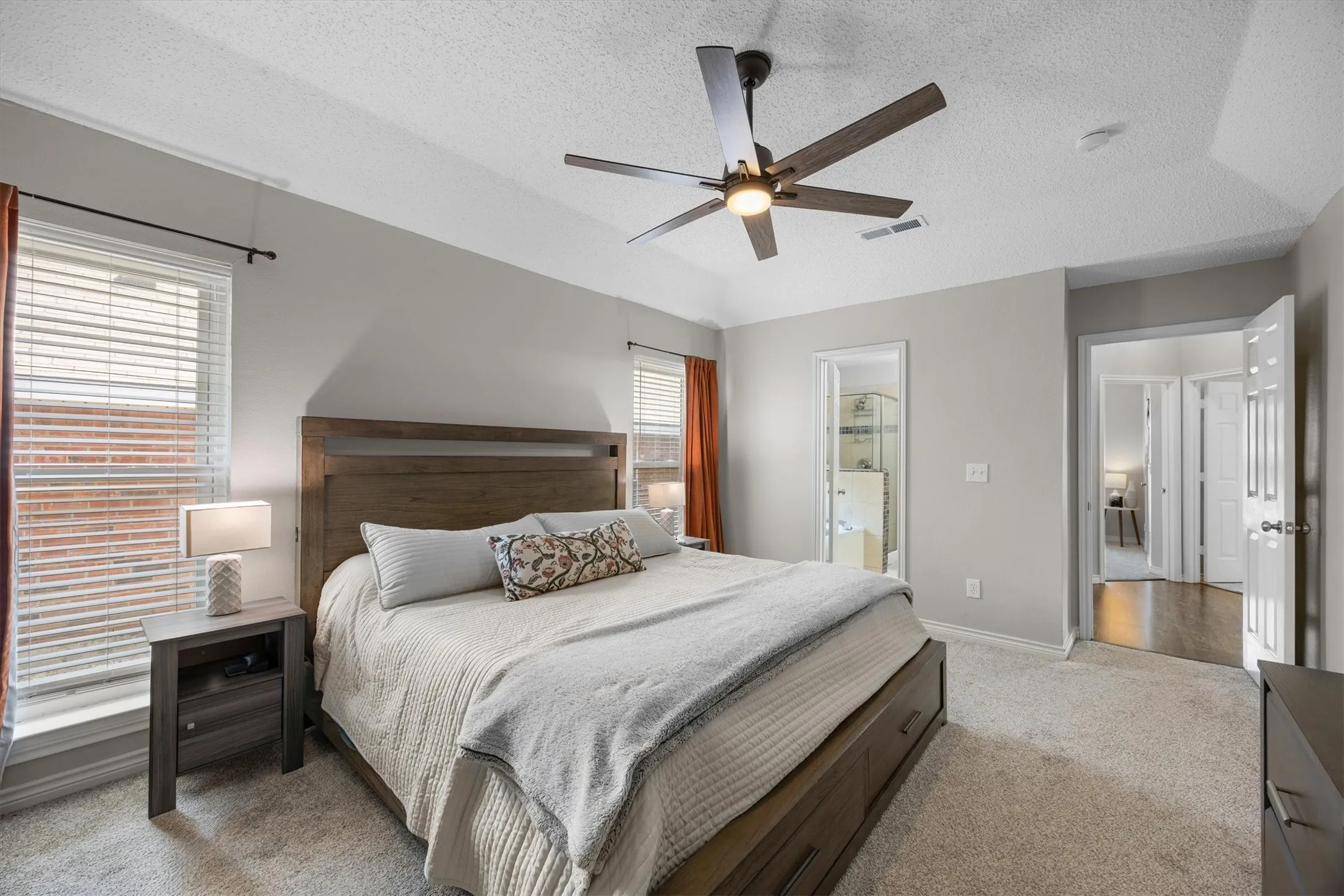 En-suite is perfectly located and large walk in closet provides plenty of room for all personal articles.
